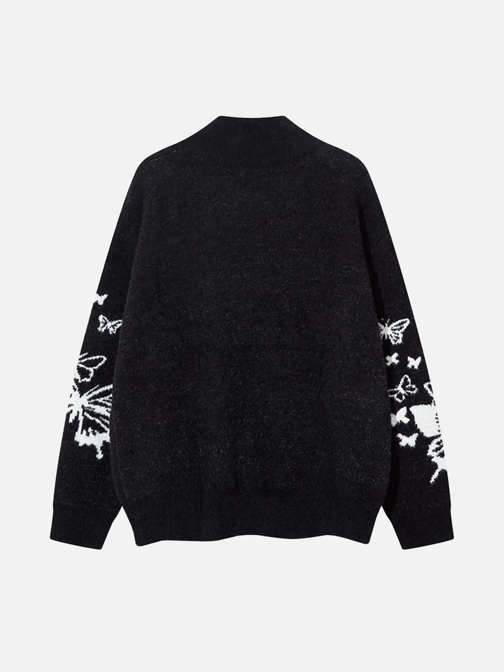 Hand-Painted Slogan Butterfly Jacquard Cardigan