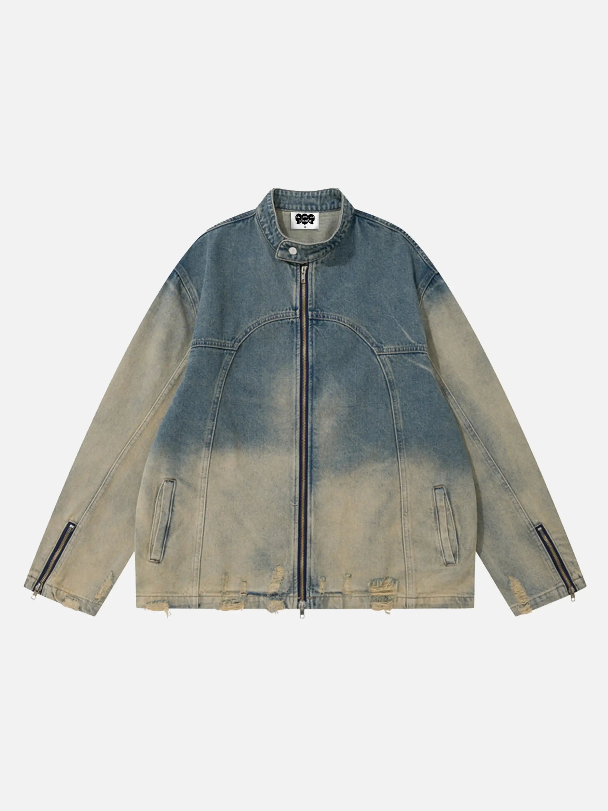 Vintage Yellow Mud Zipper Denim Jacket