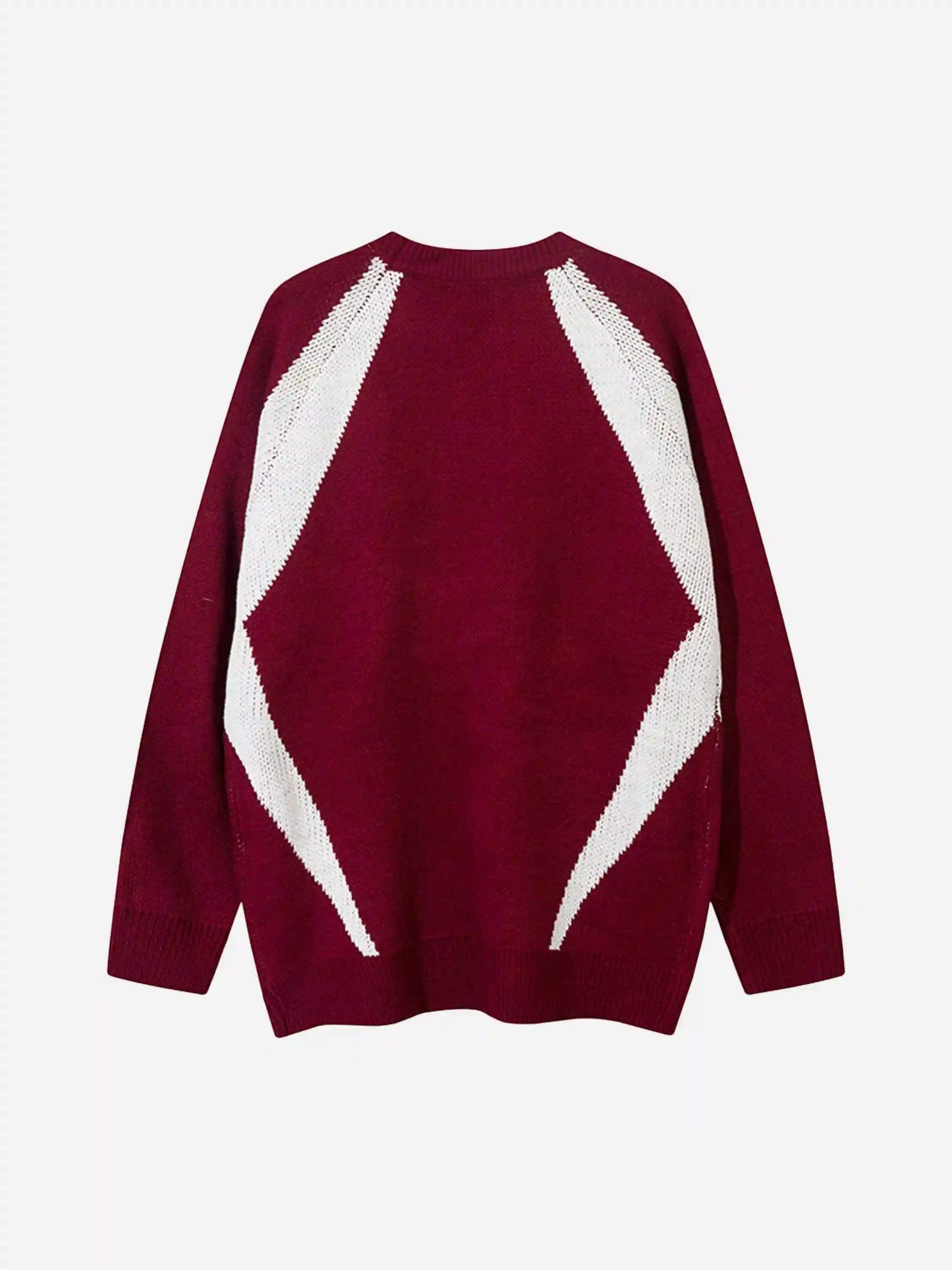 Disguisen Vibe Contrast Color Stitching Crew Neck Sweater