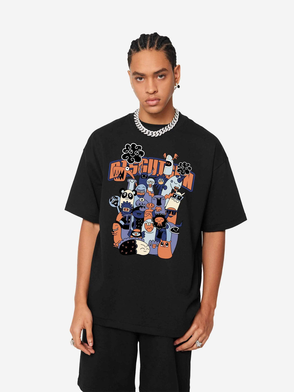 Disguisen Funny Cartoon Cotton T-Shirt