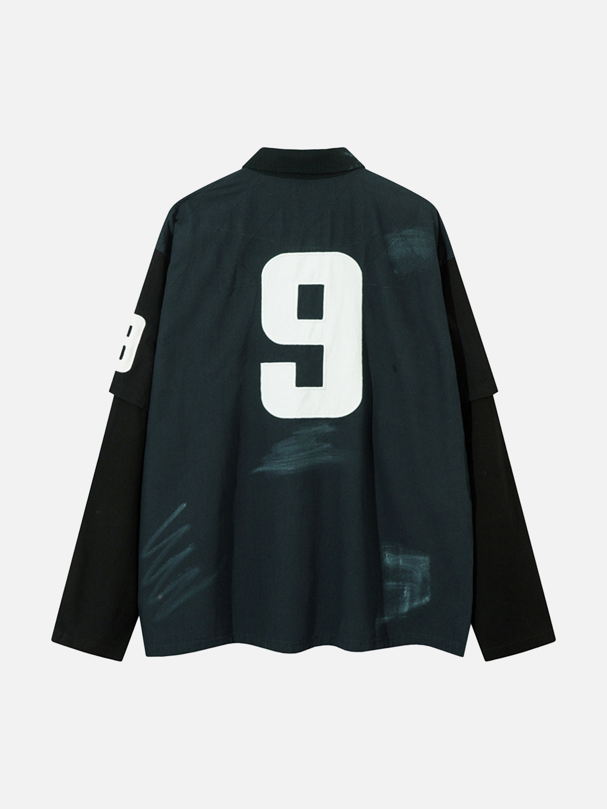 Embroidery Stitching Number 9 Fake Two-piece Polo T-shirt