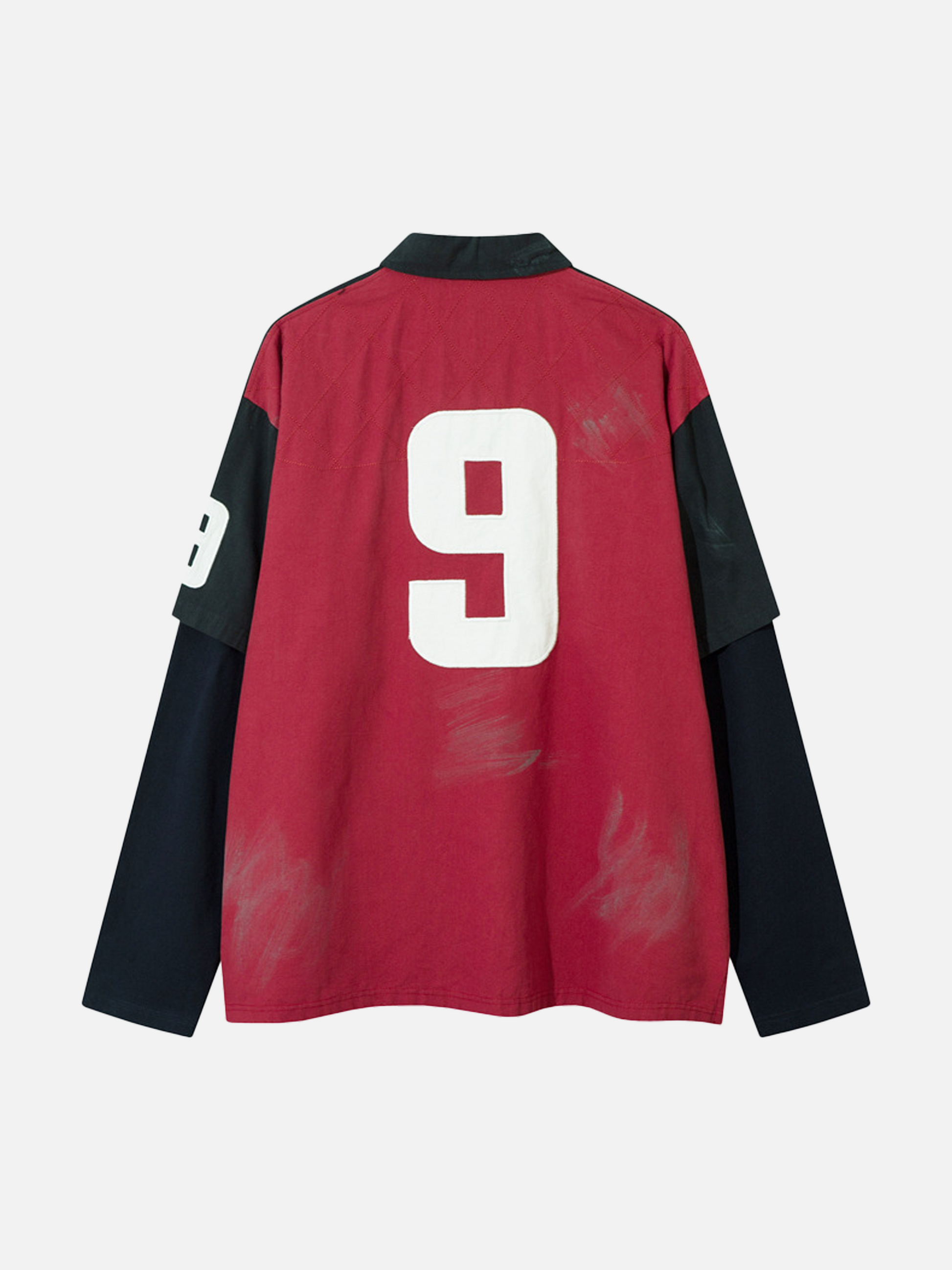 Embroidery Stitching Number 9 Fake Two-piece Polo T-shirt