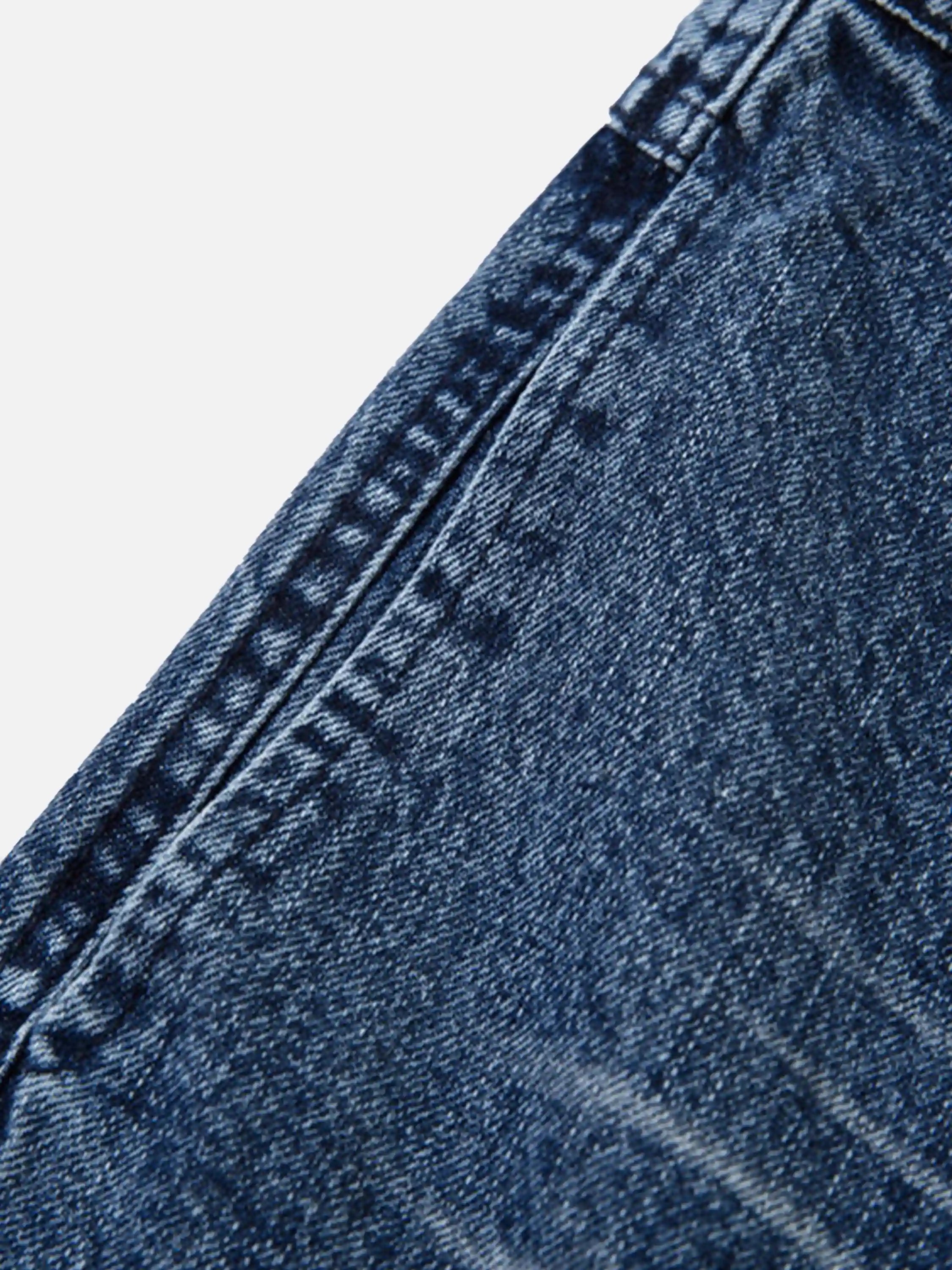 Thorn Print Washed Oversized Jeans