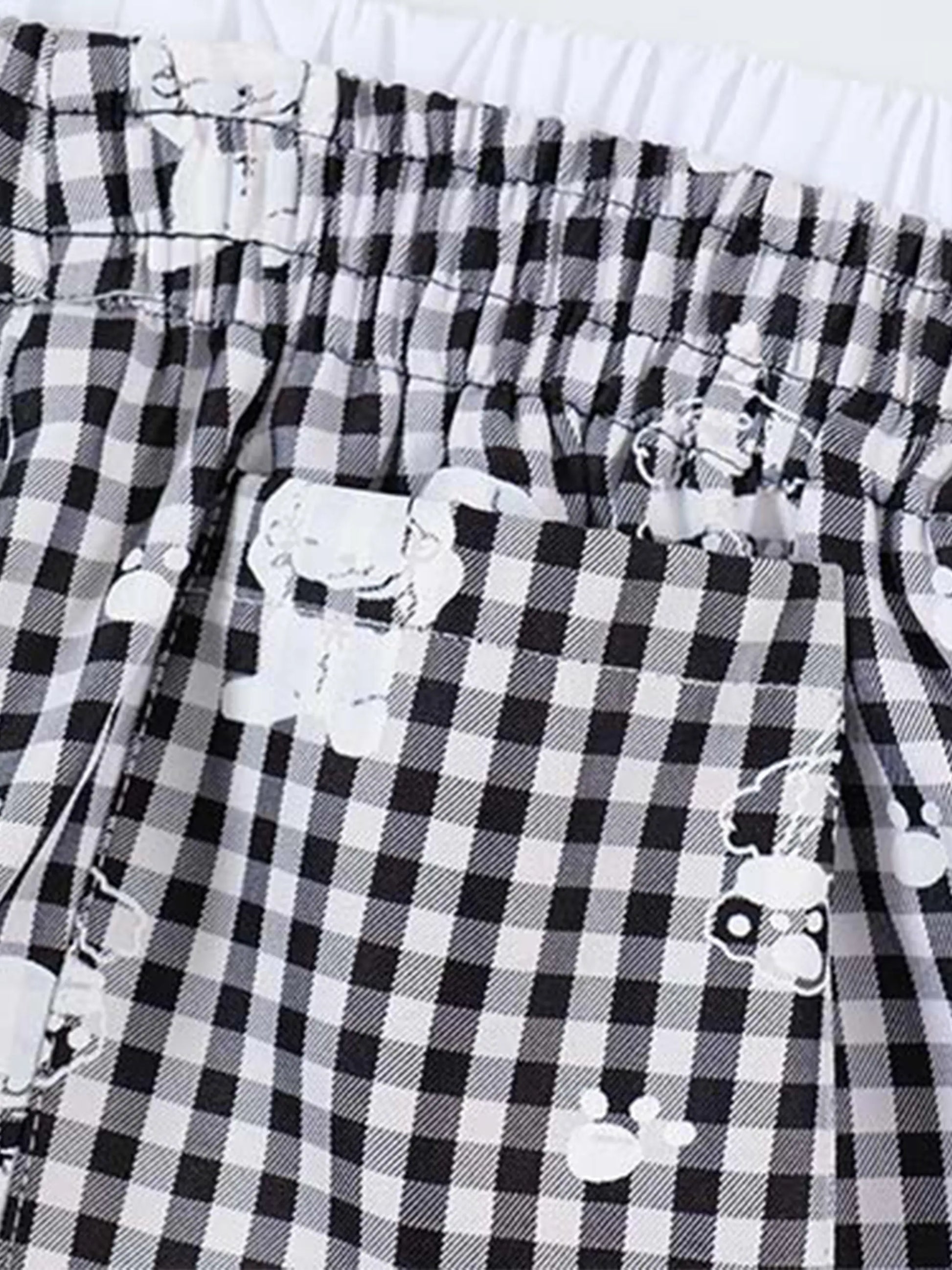 Disguisen Fake Two-piece Print Plaid Sweatpants
