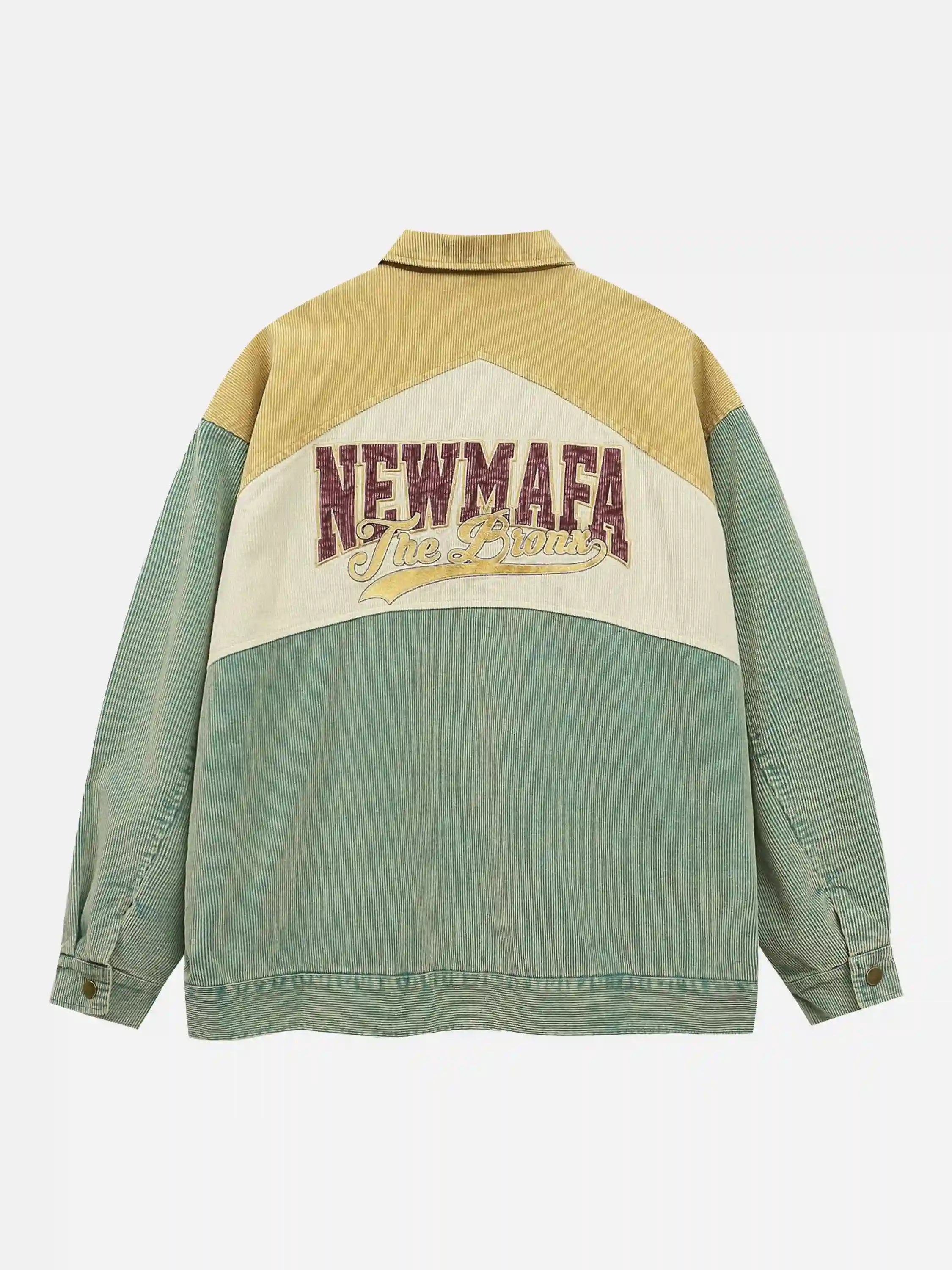 Contrast Patchwork Corduroy Jacket