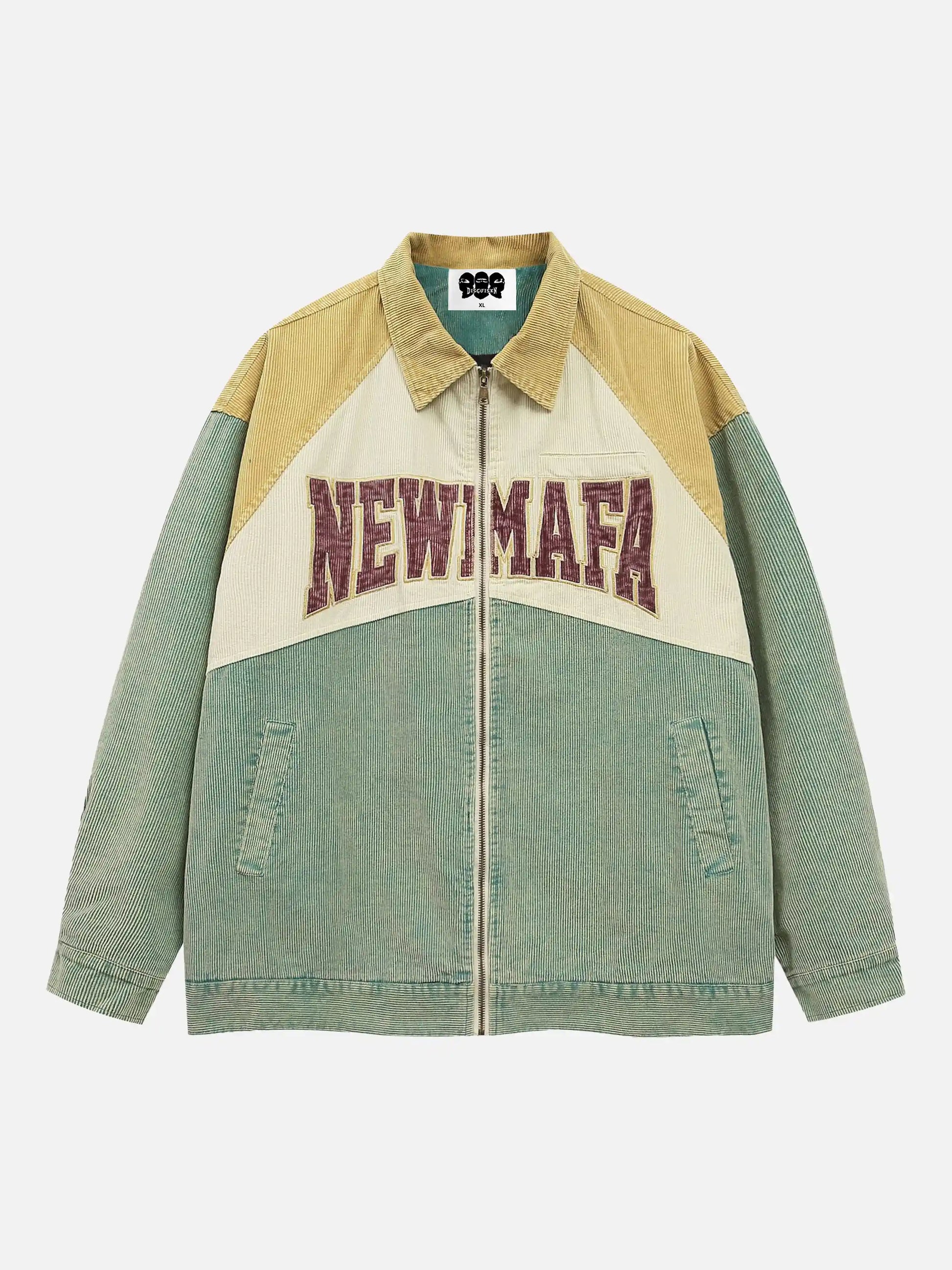 Contrast Patchwork Corduroy Jacket