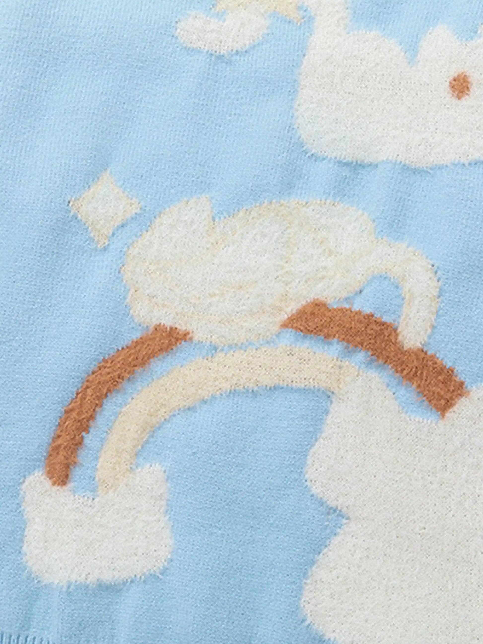 Cartoon Cat Club Jacquard Sweater