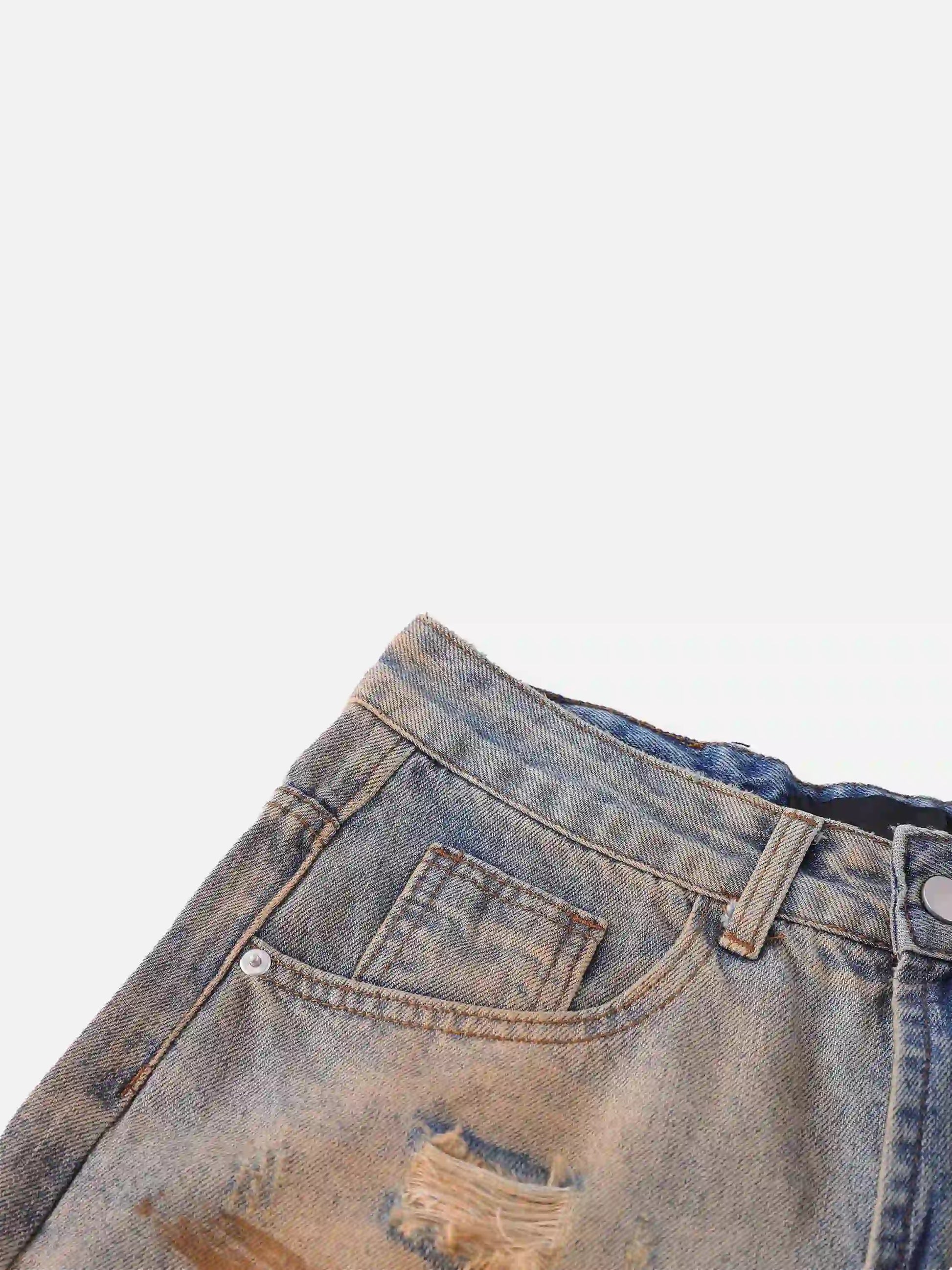 Disguisen Hip-Hop Ripped Mud-Dyed Jeans