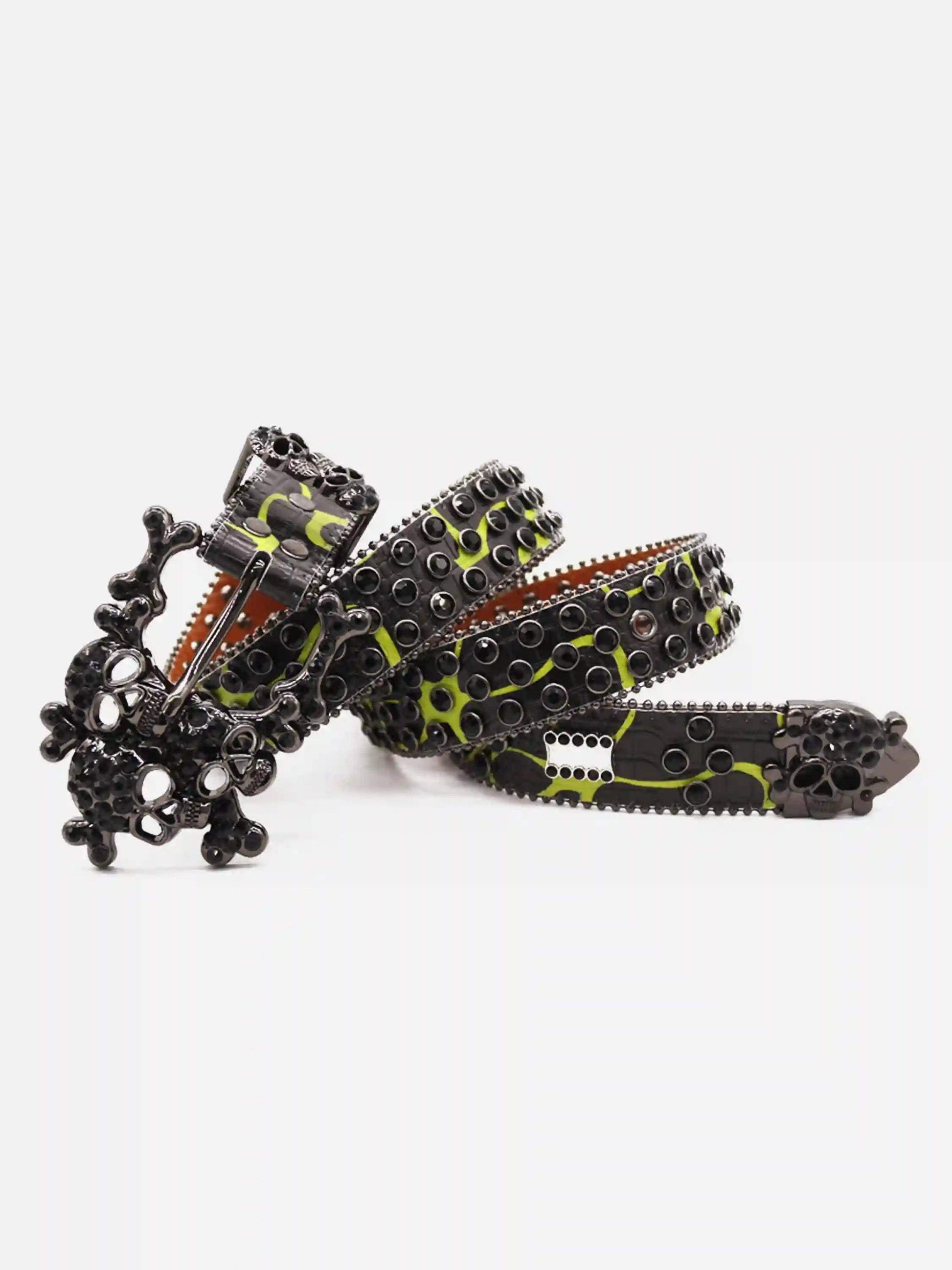 Disguisen Hip Hop Punk Big Skull Rhinestone Belt
