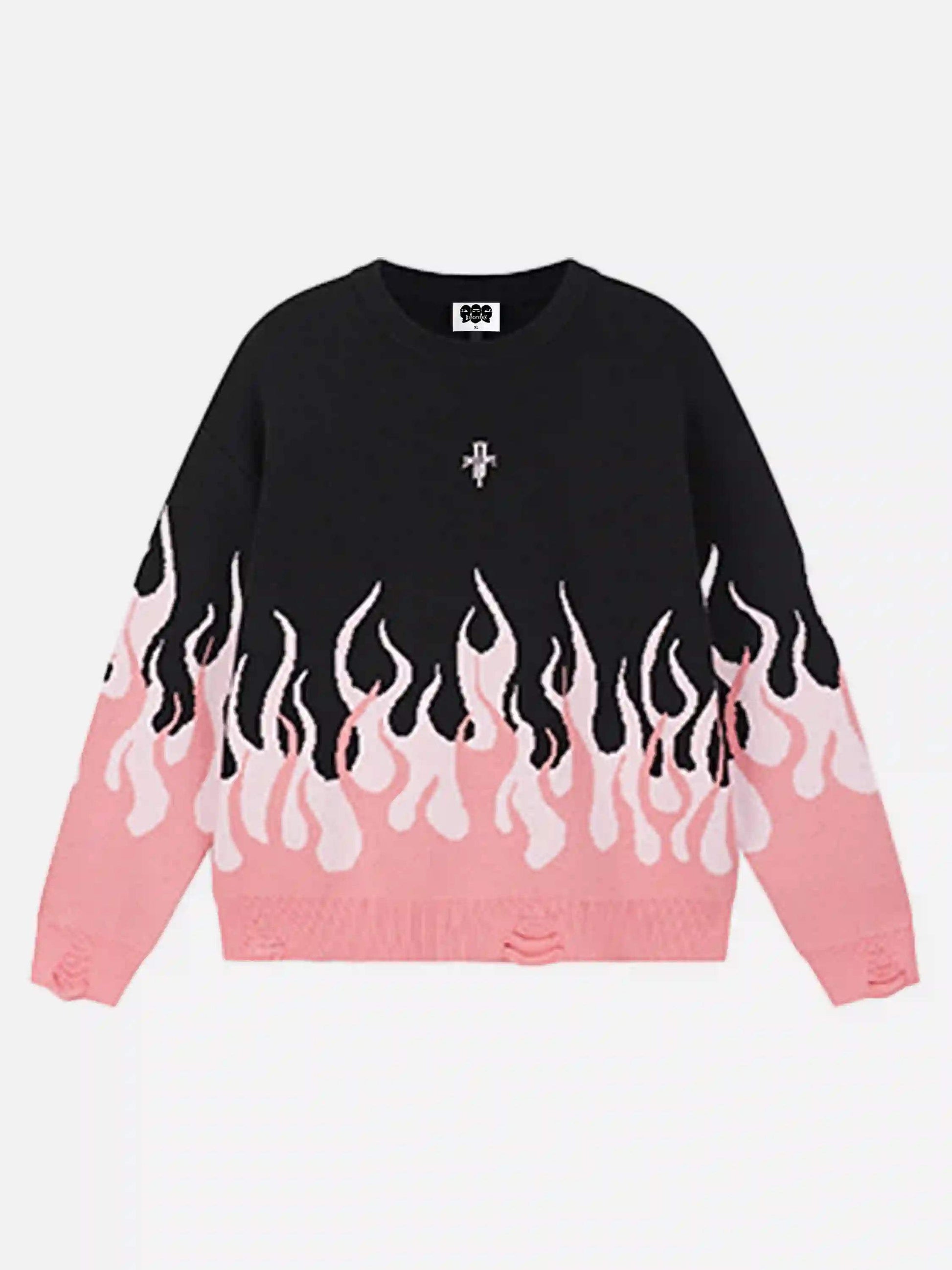 Disguisen American Flame Crewneck Destroyed Sweater