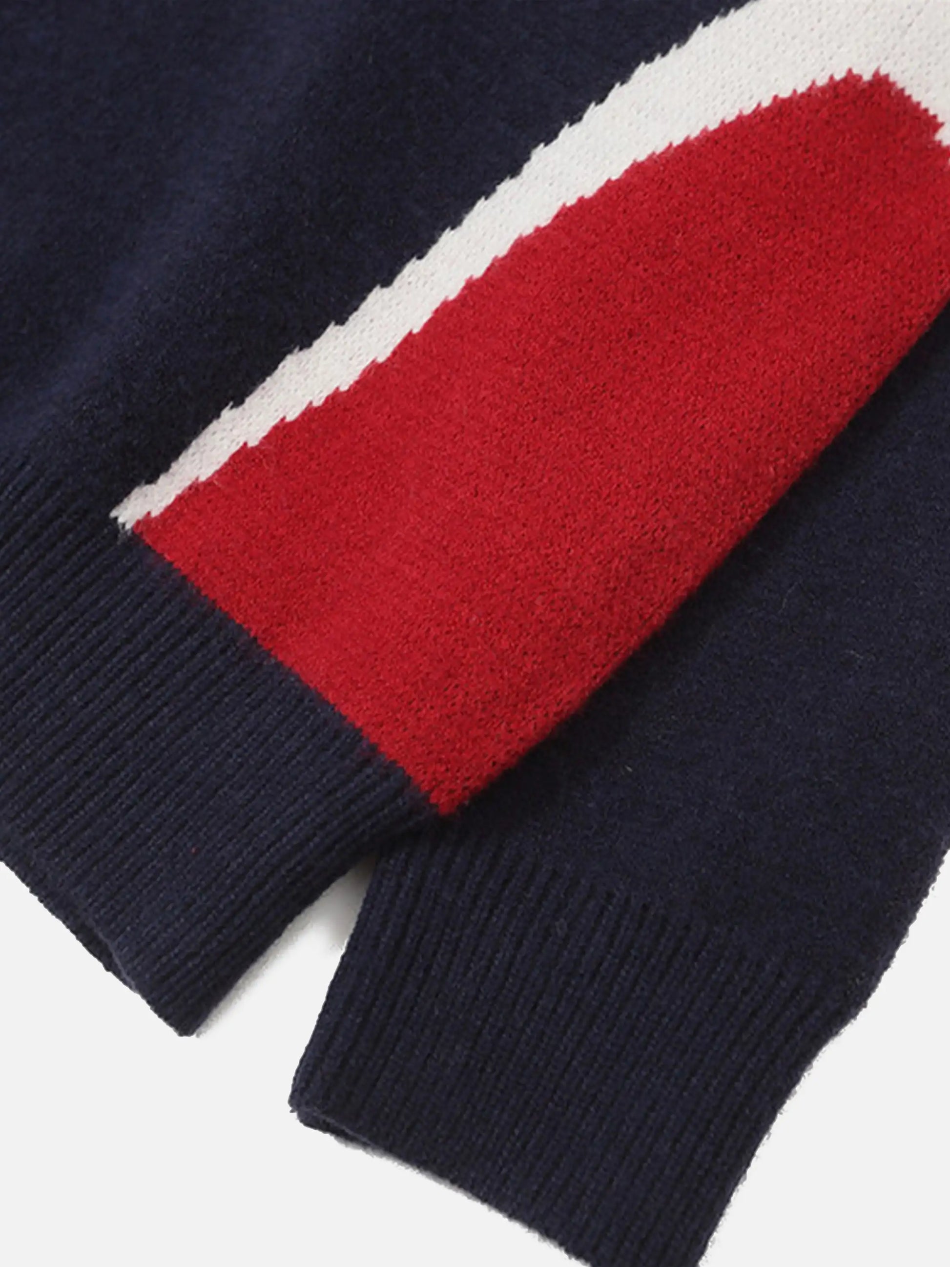 Contrast Jacquard Lapel Sweater