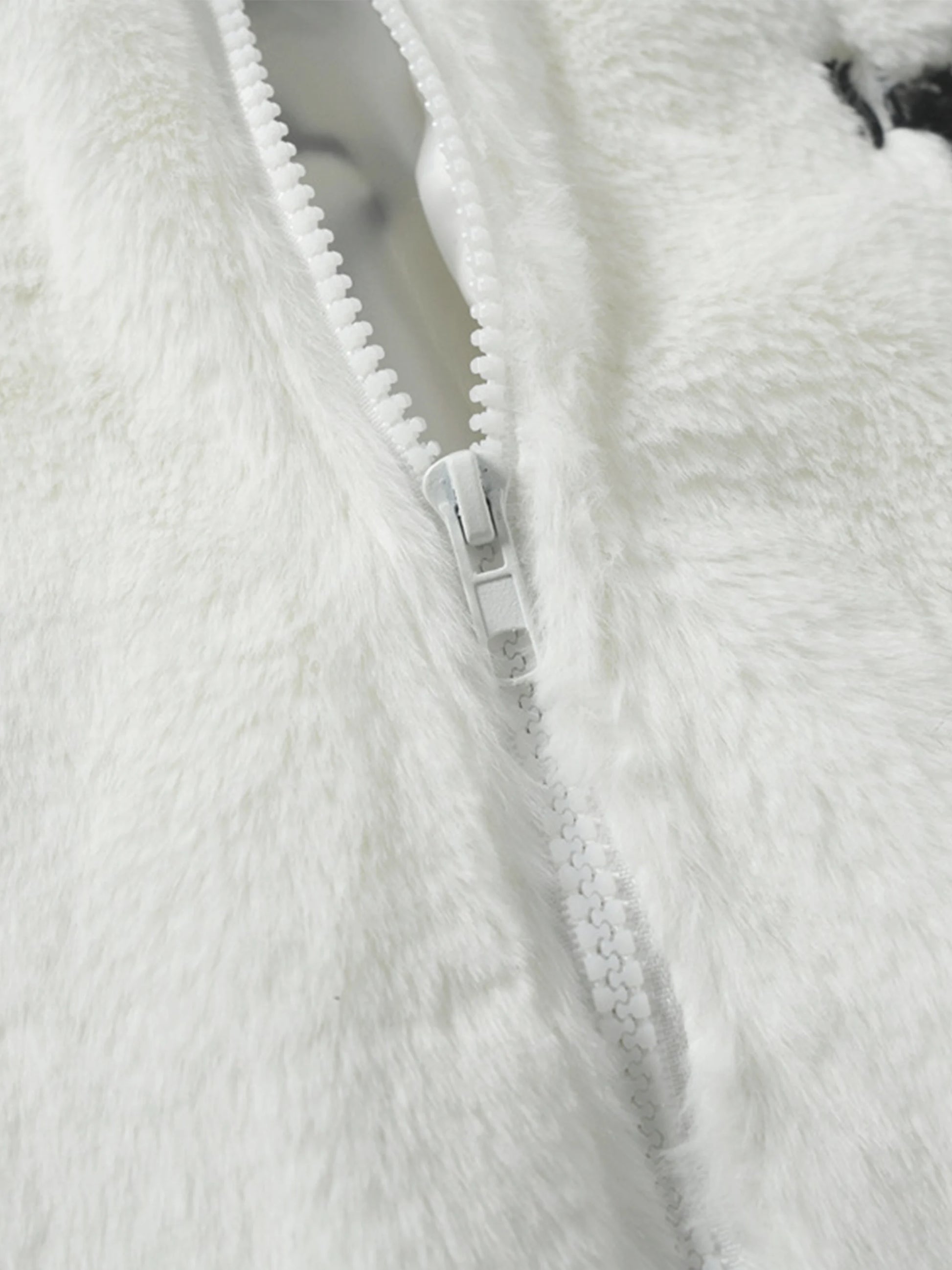 Cross Embroidered Sherpa Stand Collar Coat