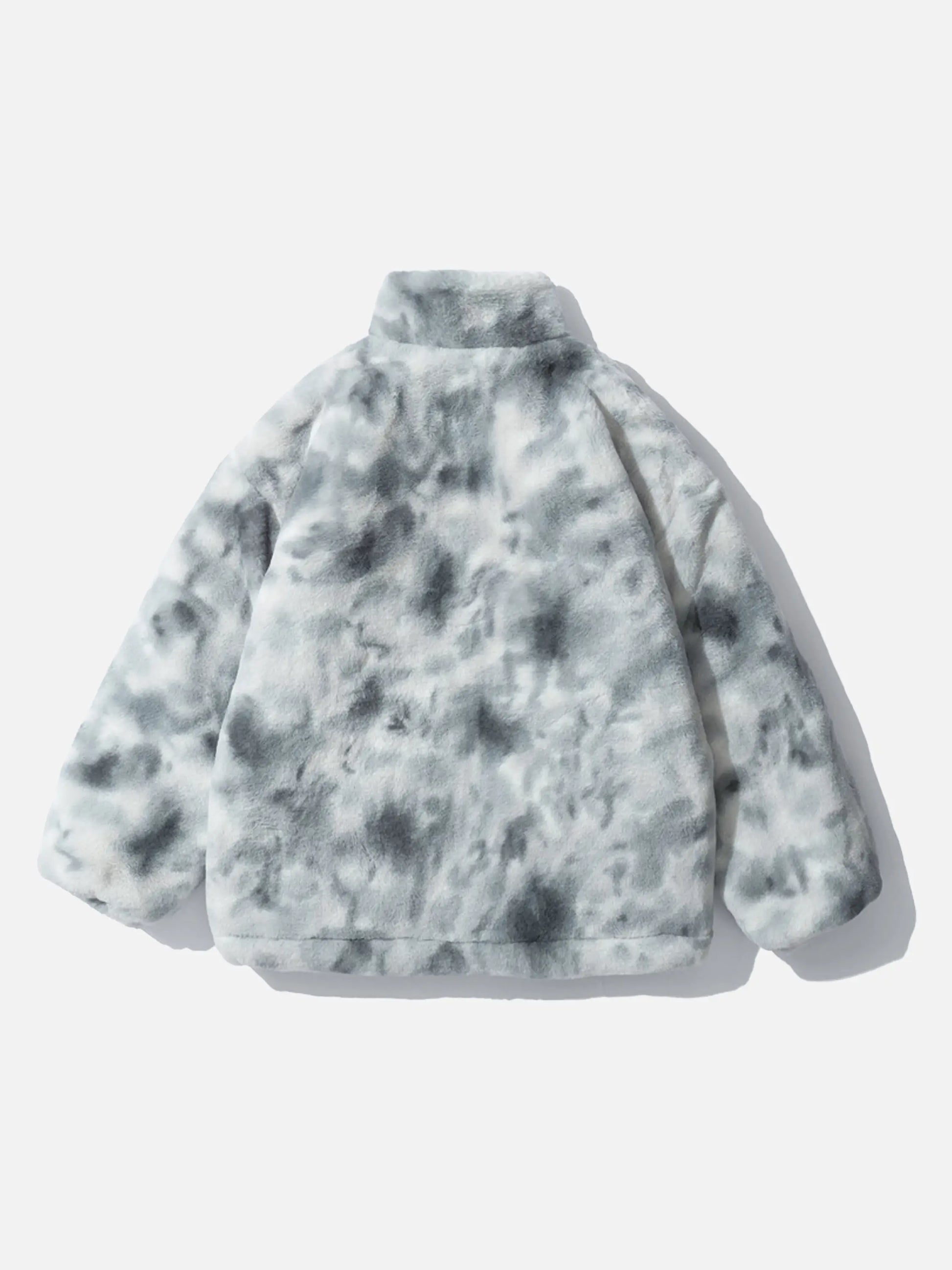 Tie-Dye Sherpa Stand Collar Coat