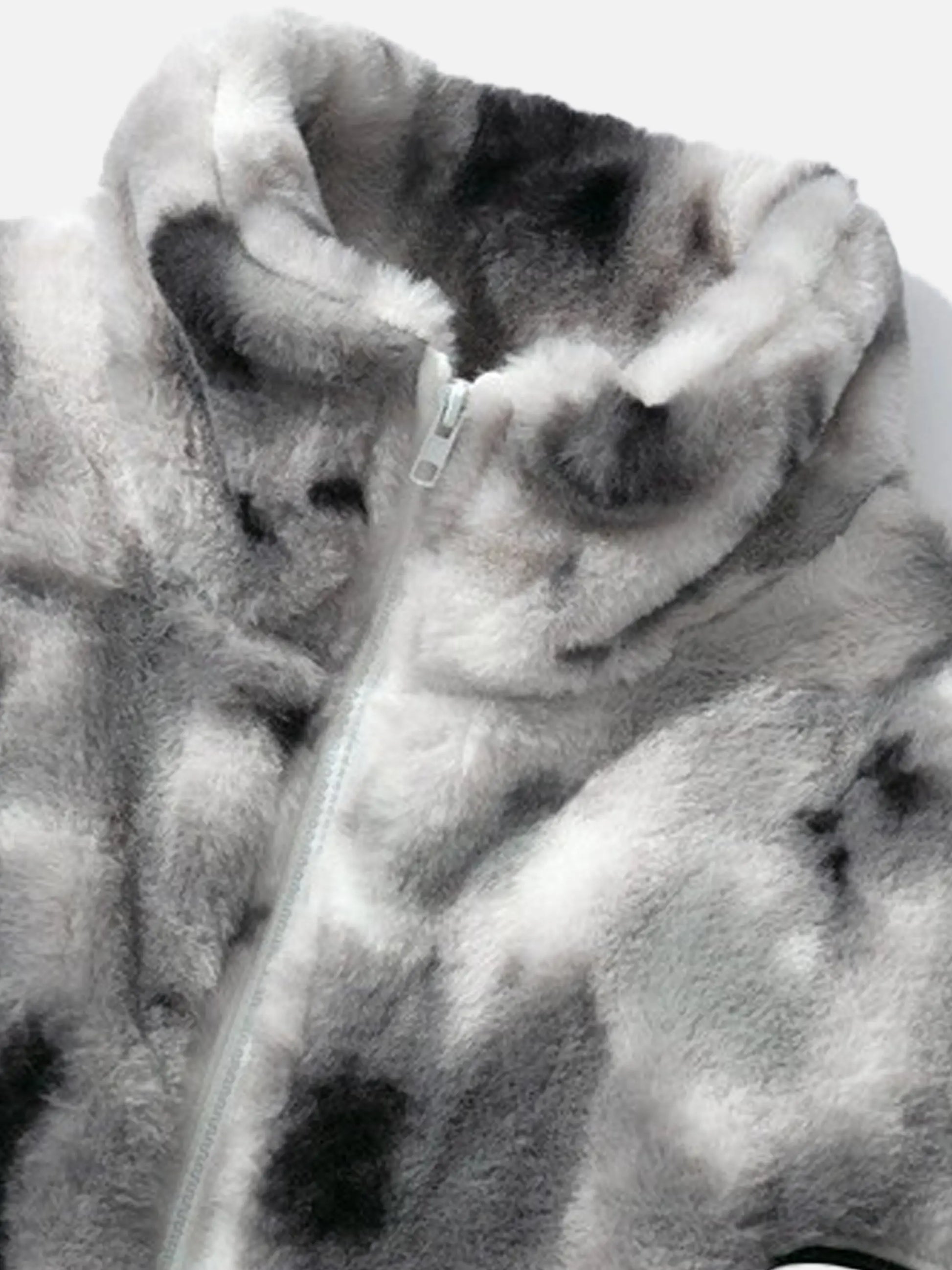 Tie-Dye Sherpa Stand Collar Coat