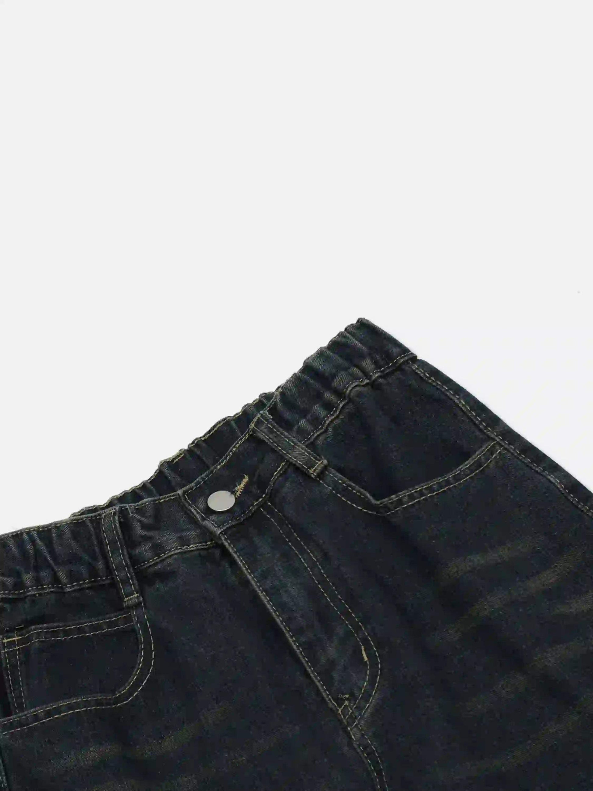 Multi-Pocket Star Patchwork Jeans