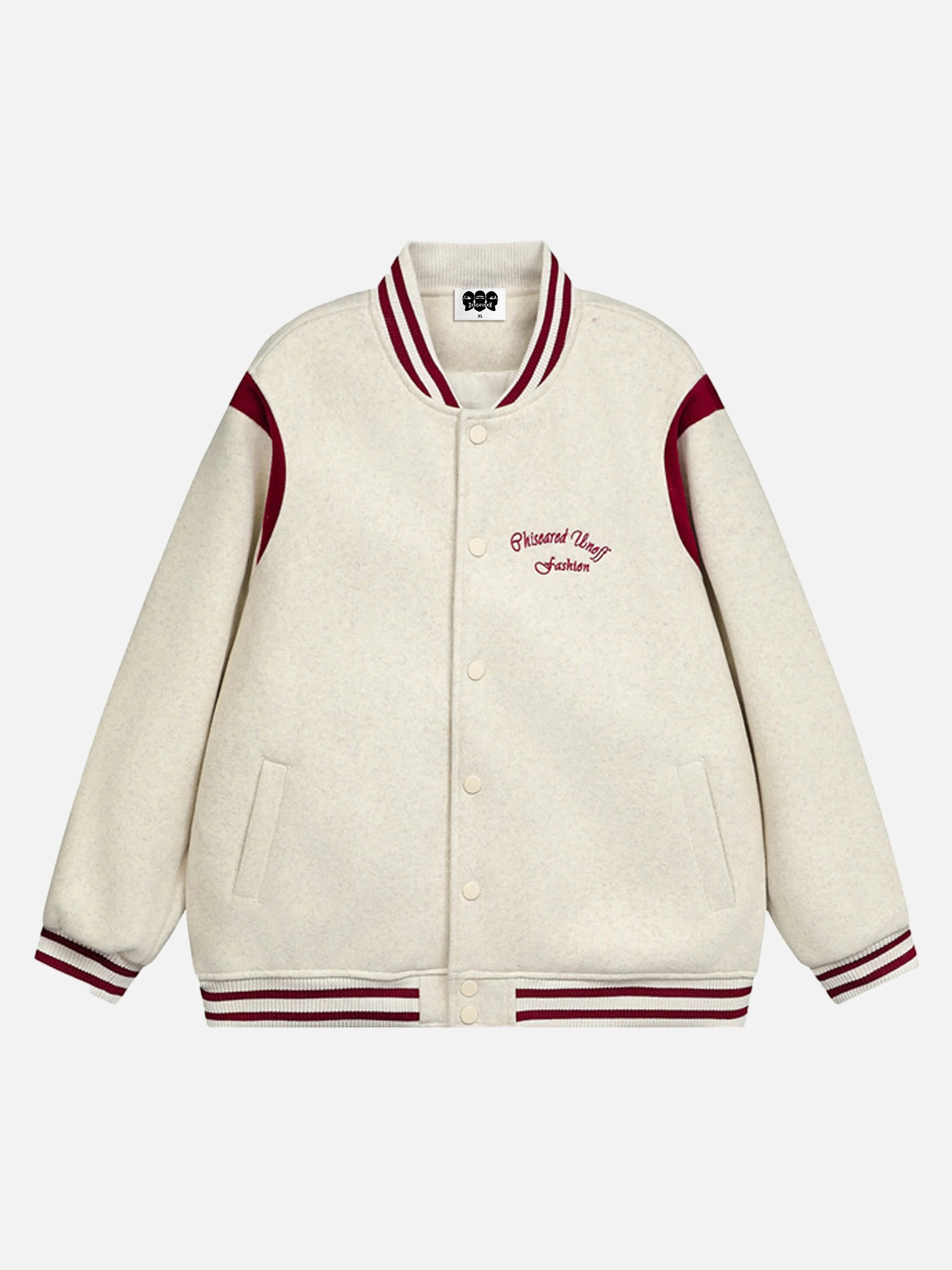 Embroidered Contrast Color Varsity Jacket
