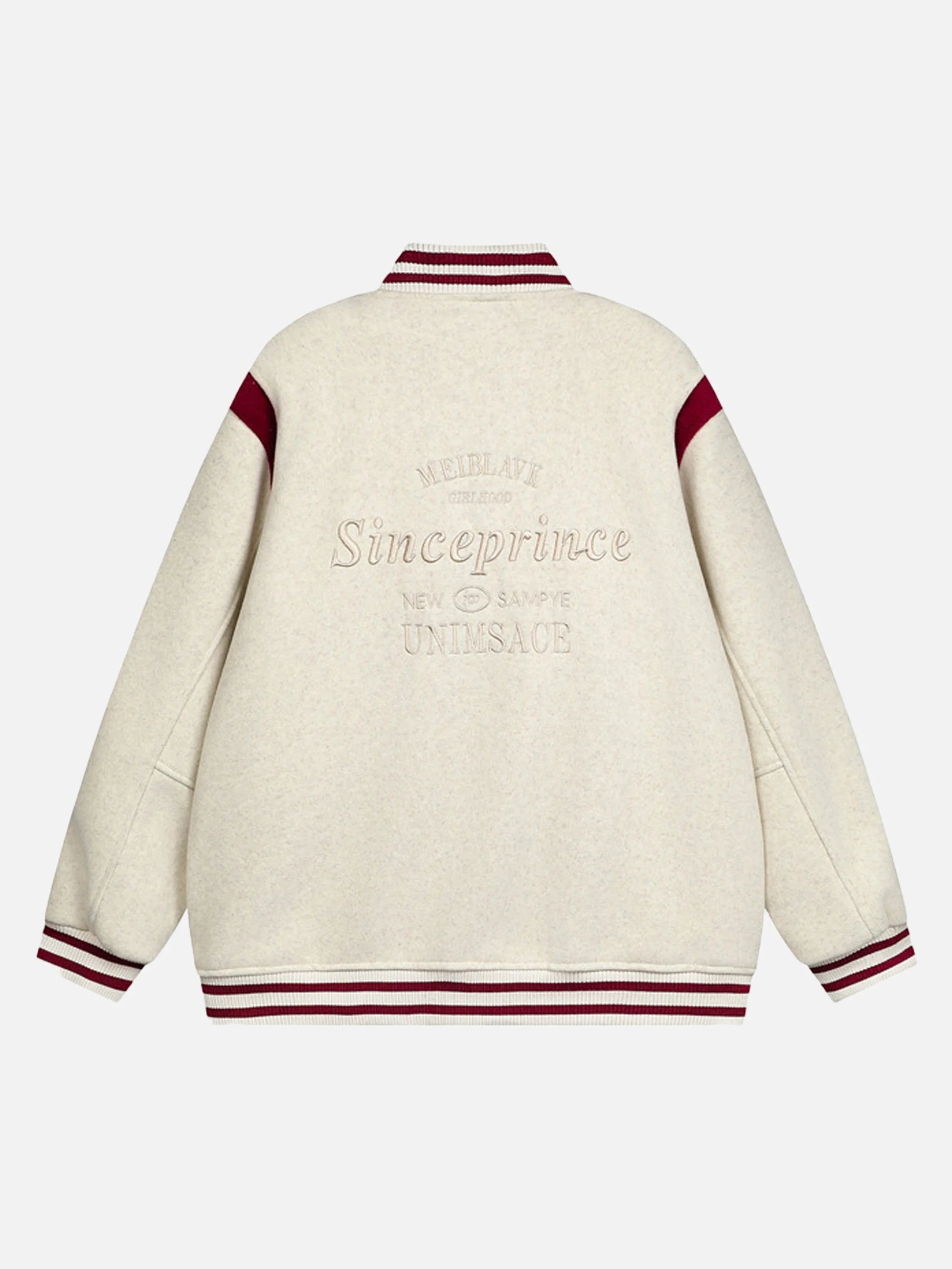 Embroidered Contrast Color Varsity Jacket