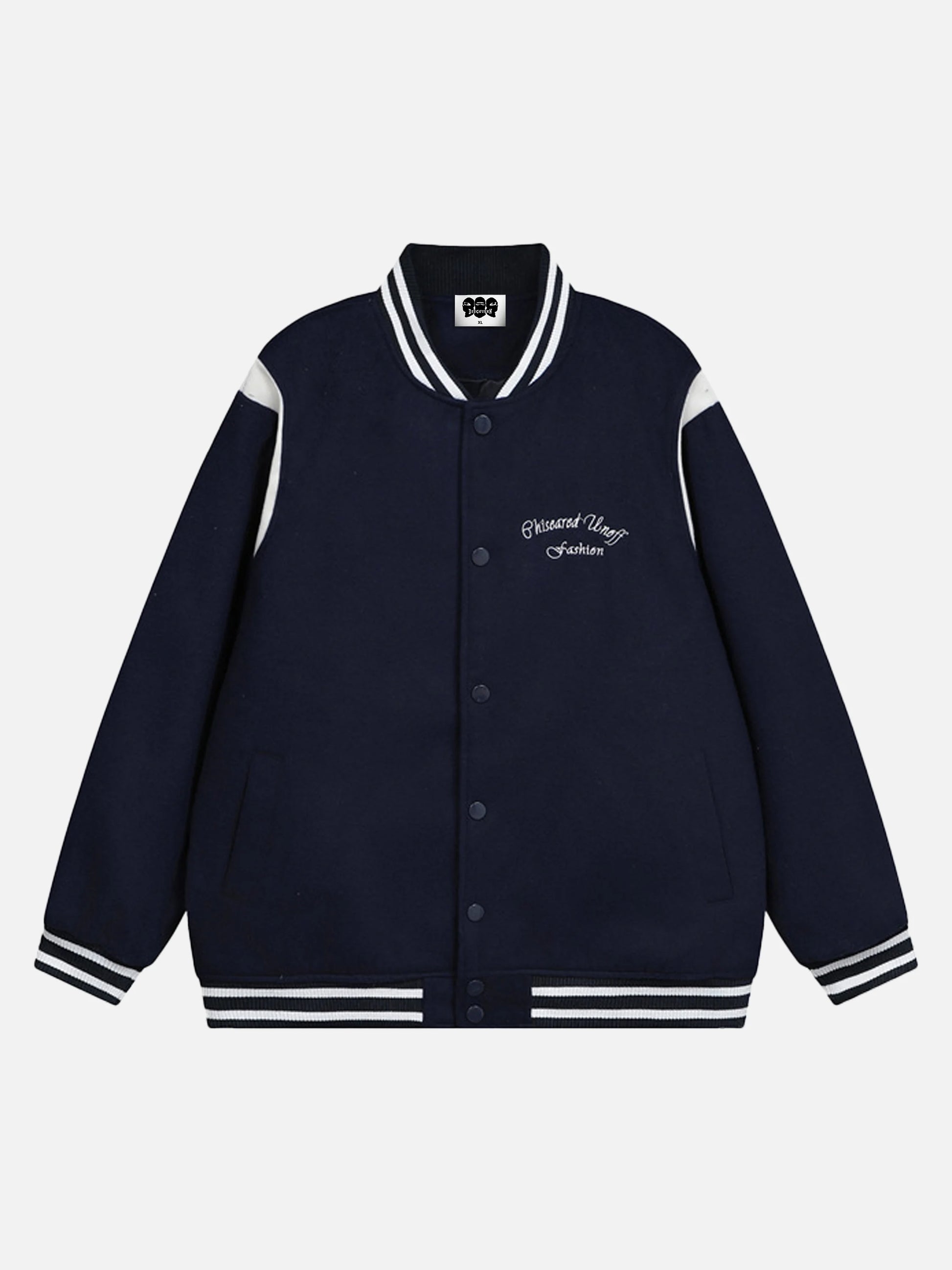 Embroidered Contrast Color Varsity Jacket
