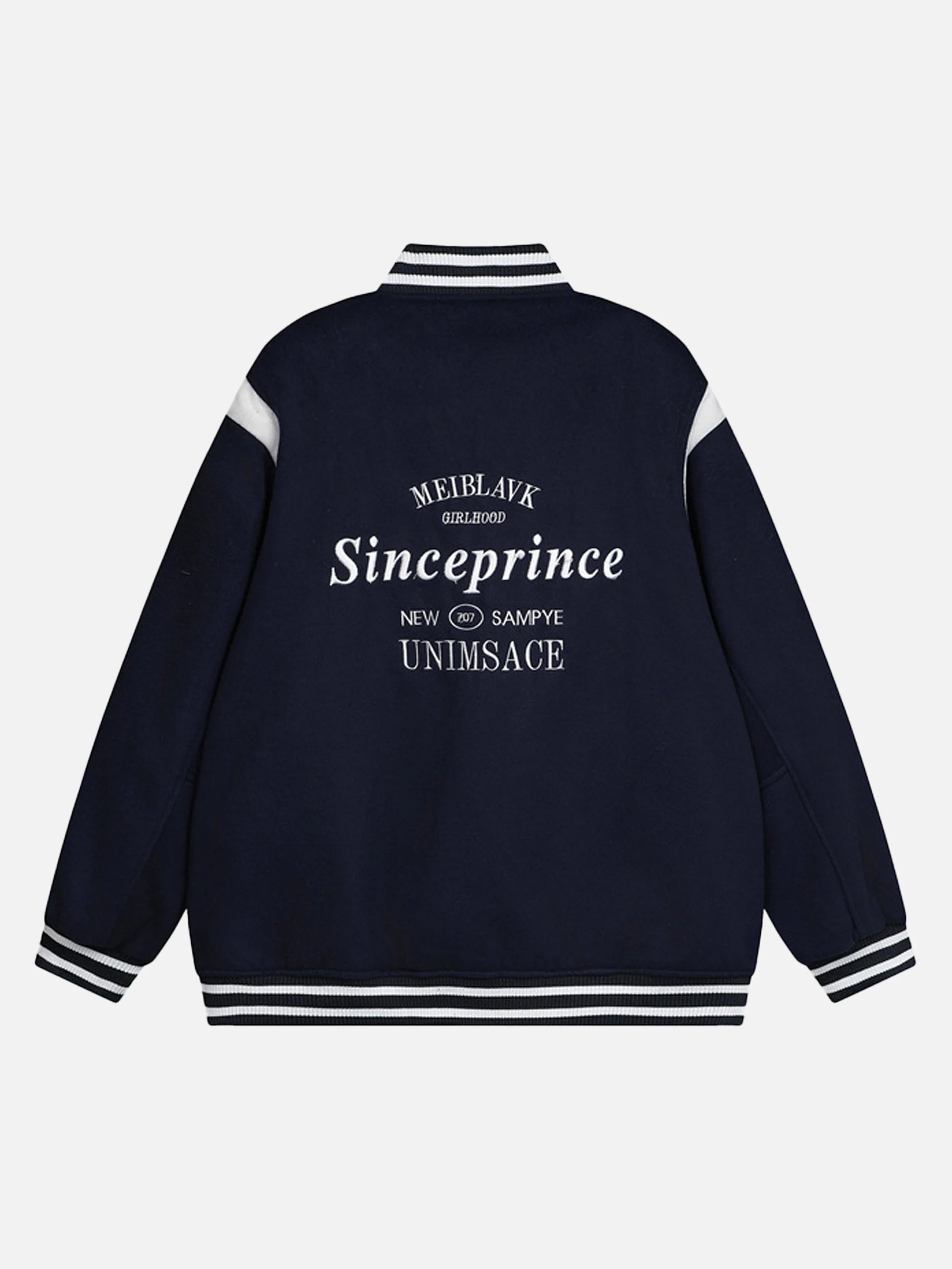 Embroidered Contrast Color Varsity Jacket