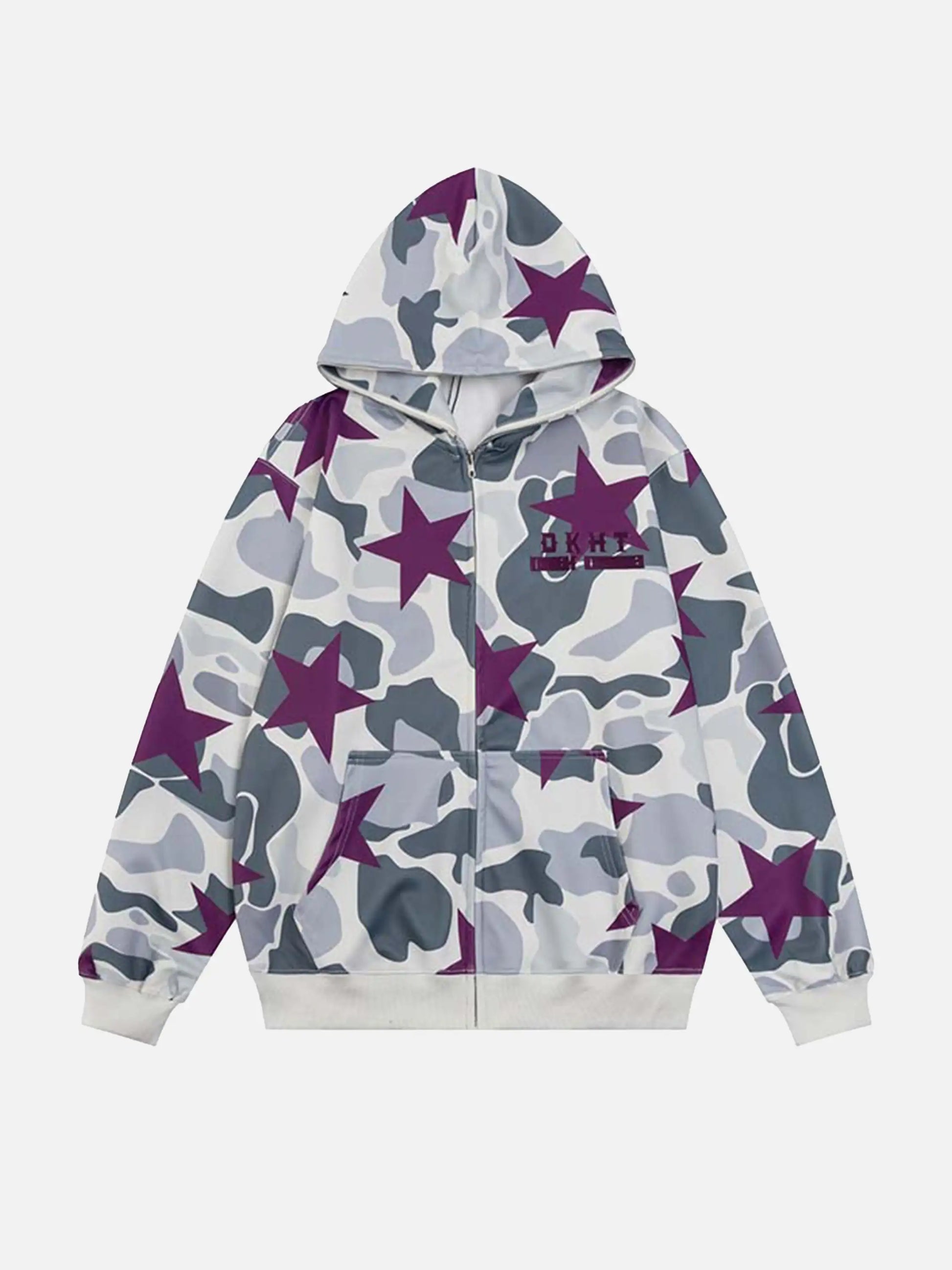 Star Print Zipper Hoodie