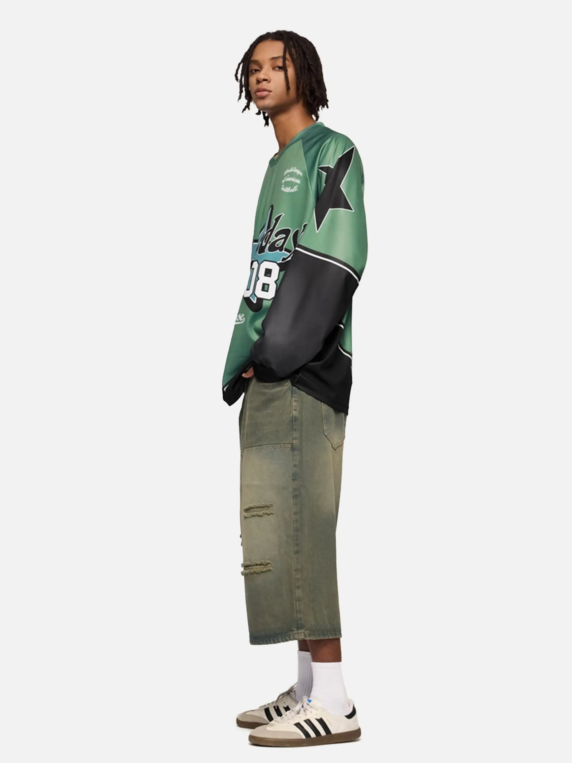 Sports Style Stitching Long-Sleeved T-Shirt