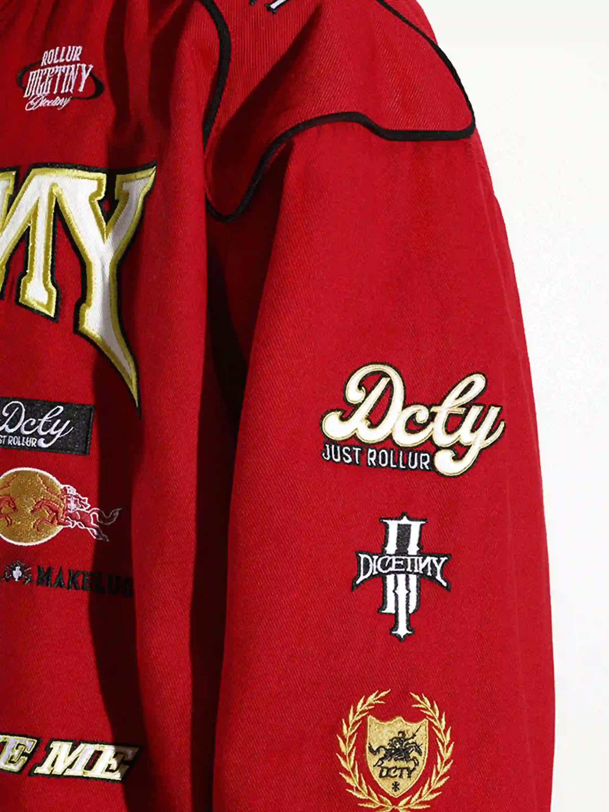 Disguisen Hip-Hop Motorcycle Embroidered Stand Collar Jacket