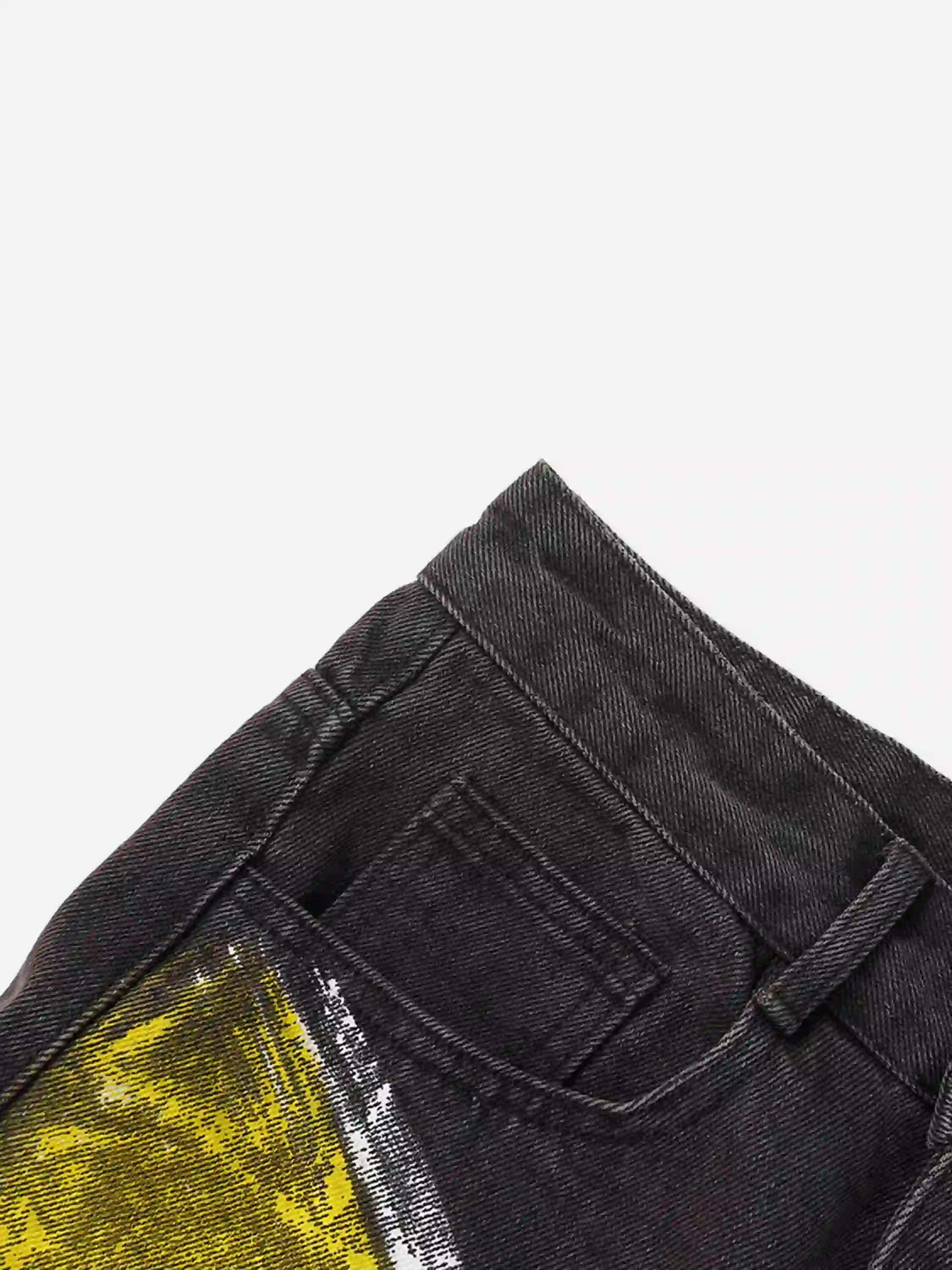 Disguisen Street Jeans dritti sporchi dipinti a mano