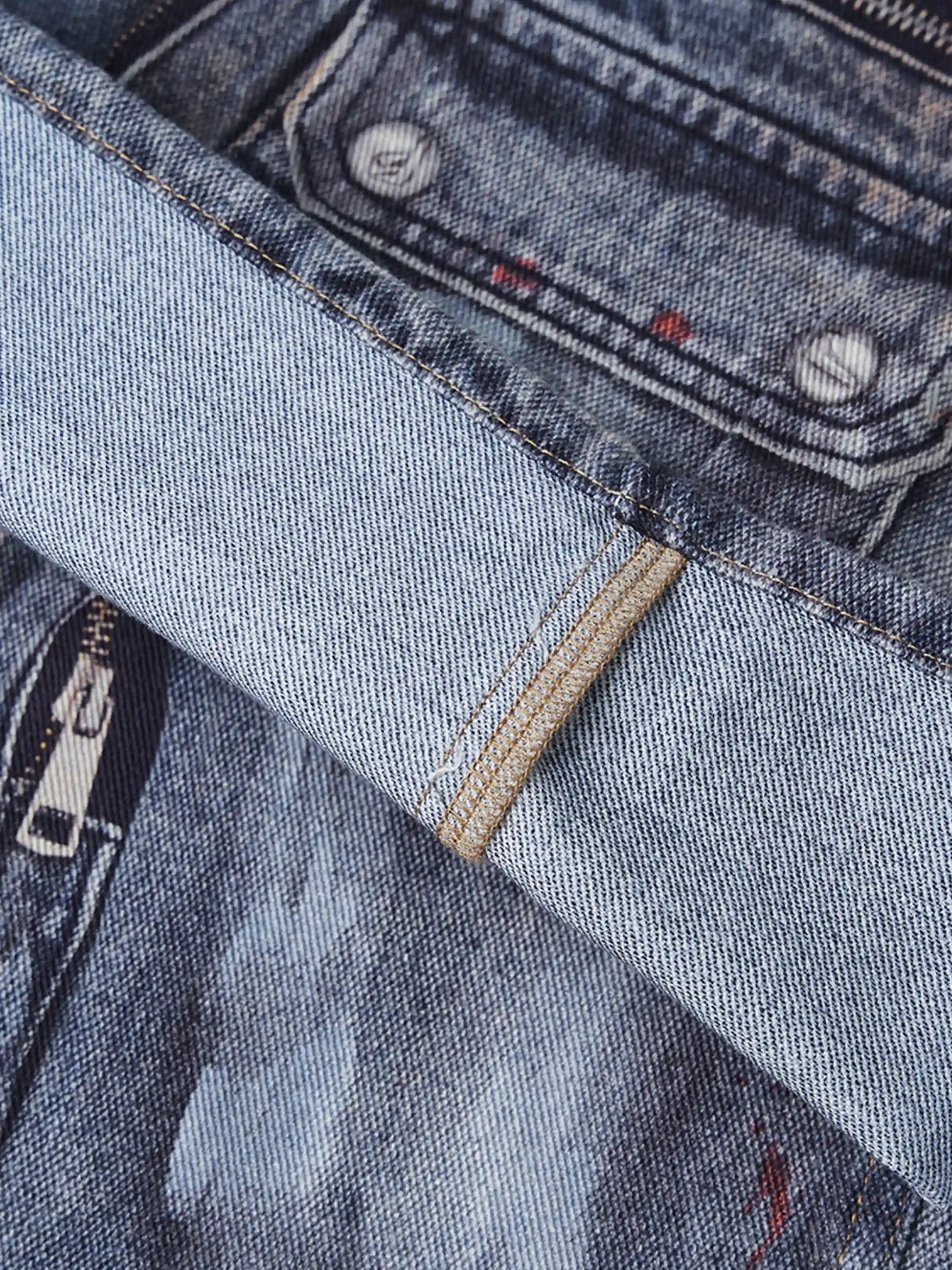 Multi-Pocket Dirty Overalls Jeans