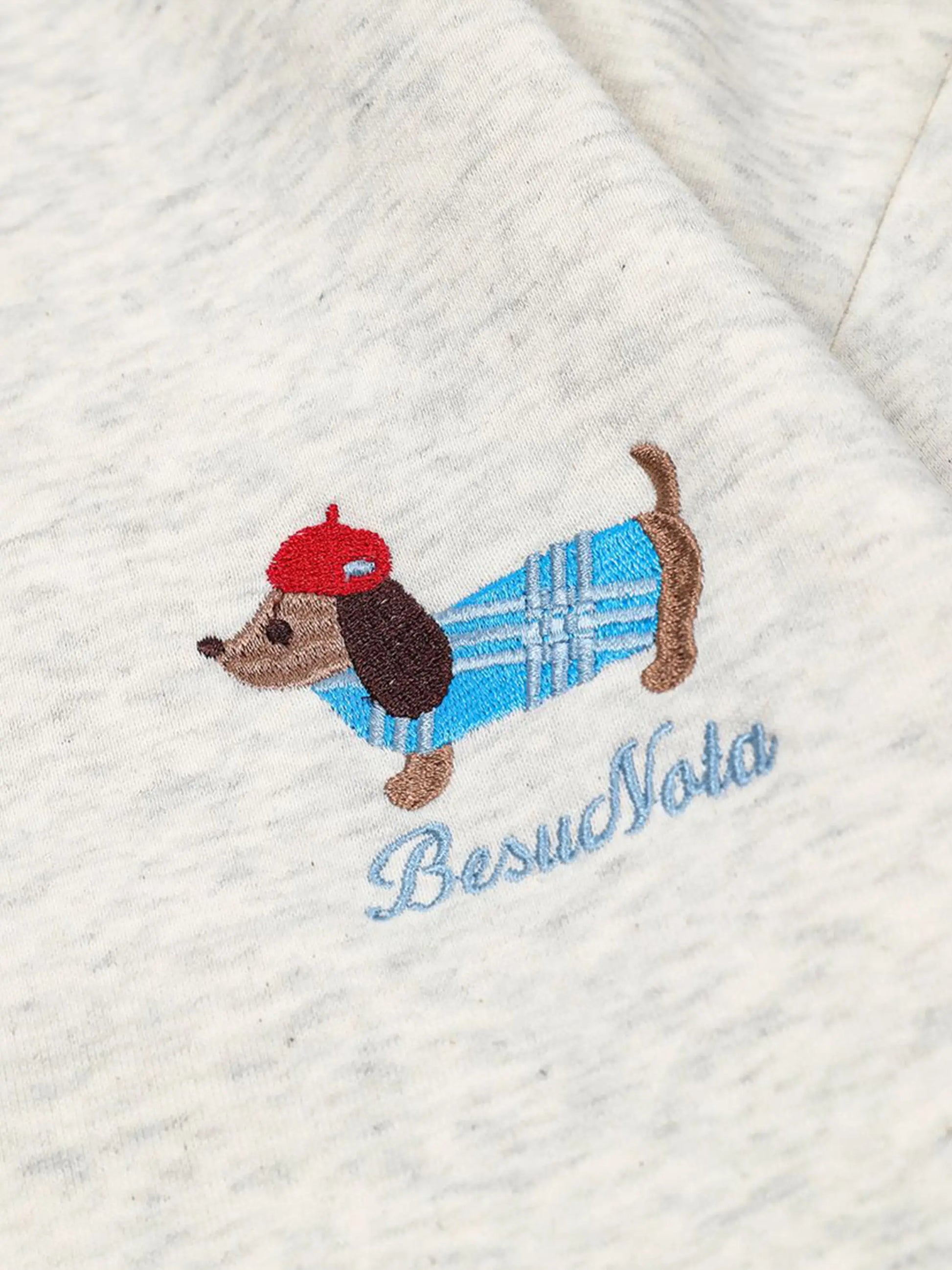 Cartoon Dachshund Embroidered Sweatshirt