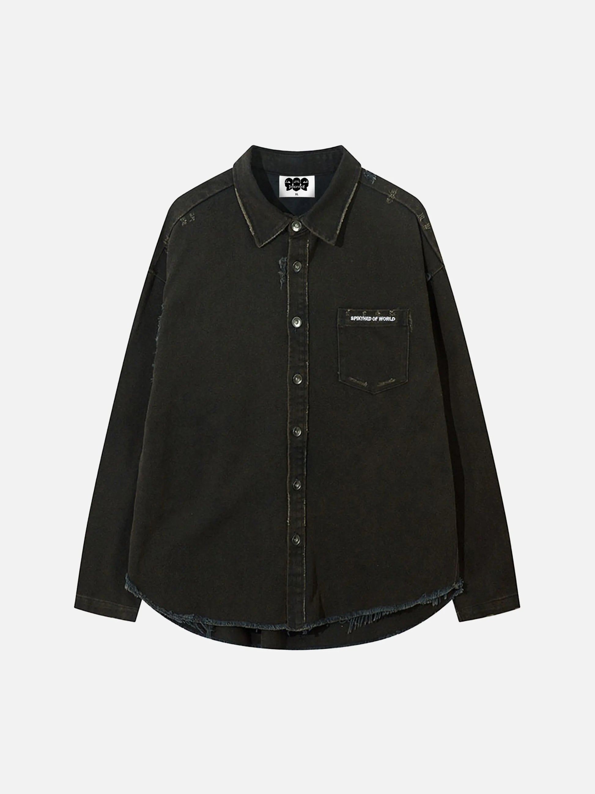 Disguisen American Retro Raw Edge Cross Long Sleeve Shirt