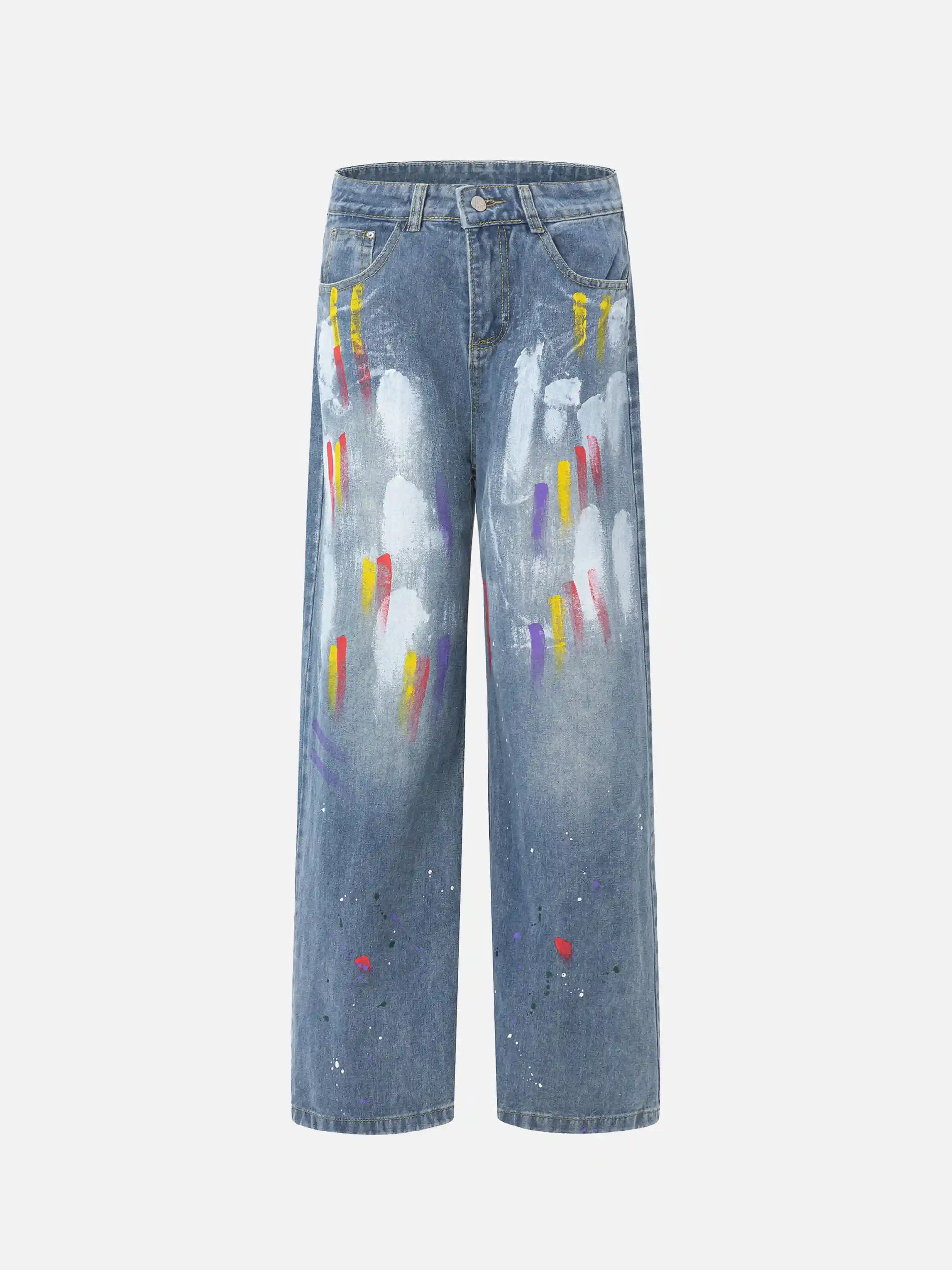 Disguisen American Hip-Hop Painted Personalized Jeans