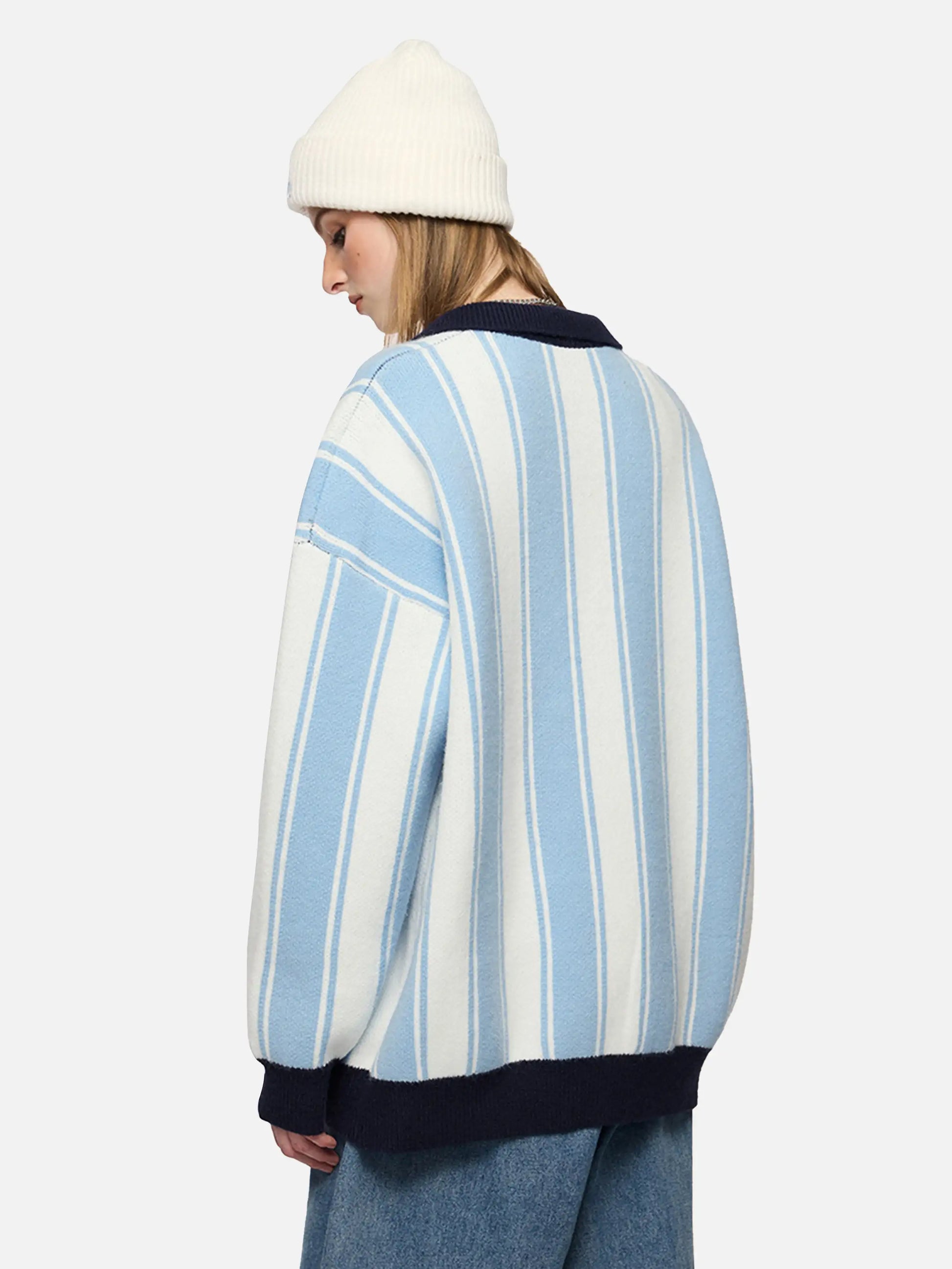 Disguisen Vertical Contrast Pattern Jacquard Sweater