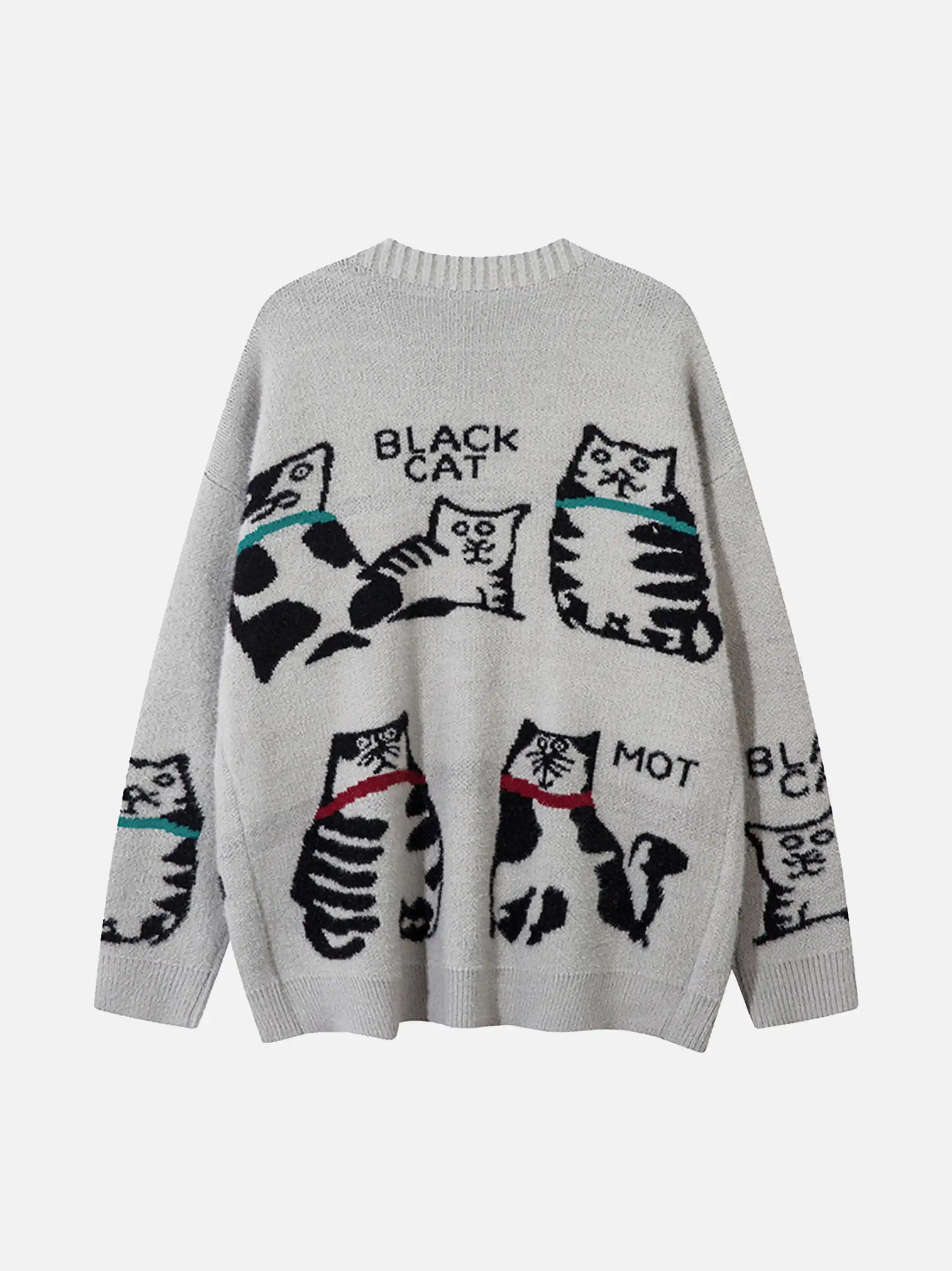 Disguisen Vintage Cat Jacquard Knit Cardigan