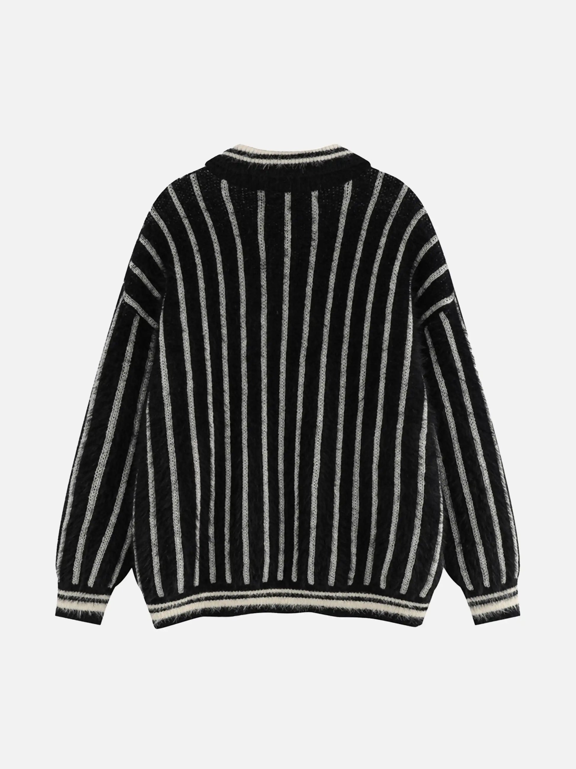 Maglione a righe con colletto polo in mohair Disguisen