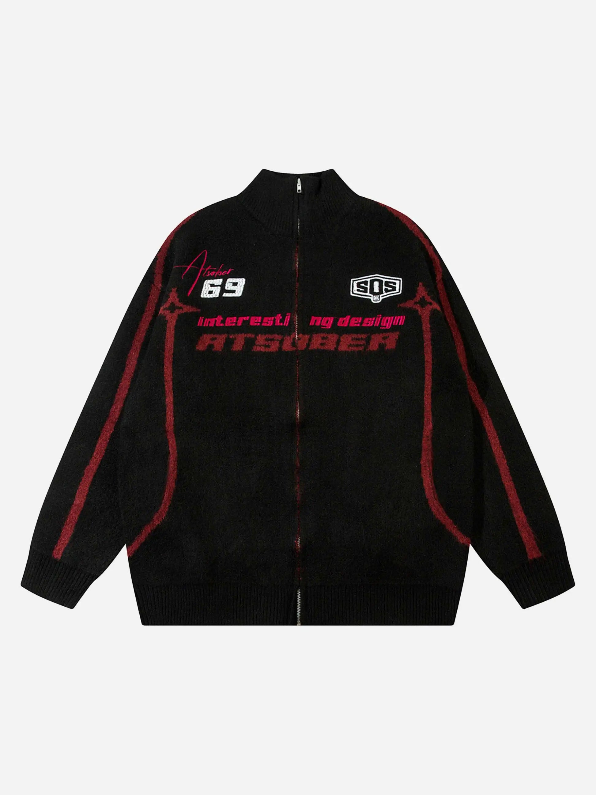 Disguisen Contrast Color Racing Zip-up Cardigan