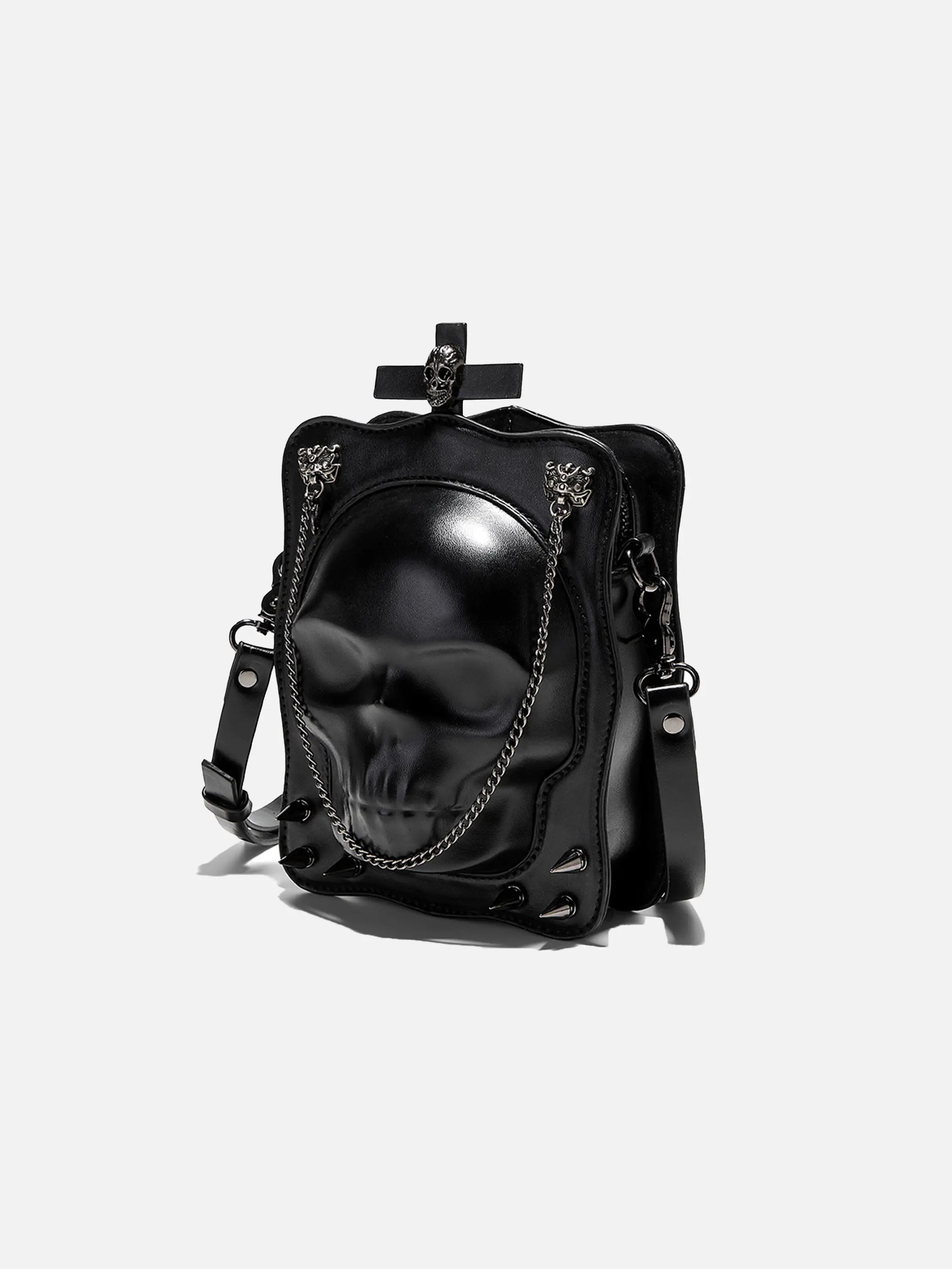 Dark Gothic Skull Cross Rivet Square Bag
