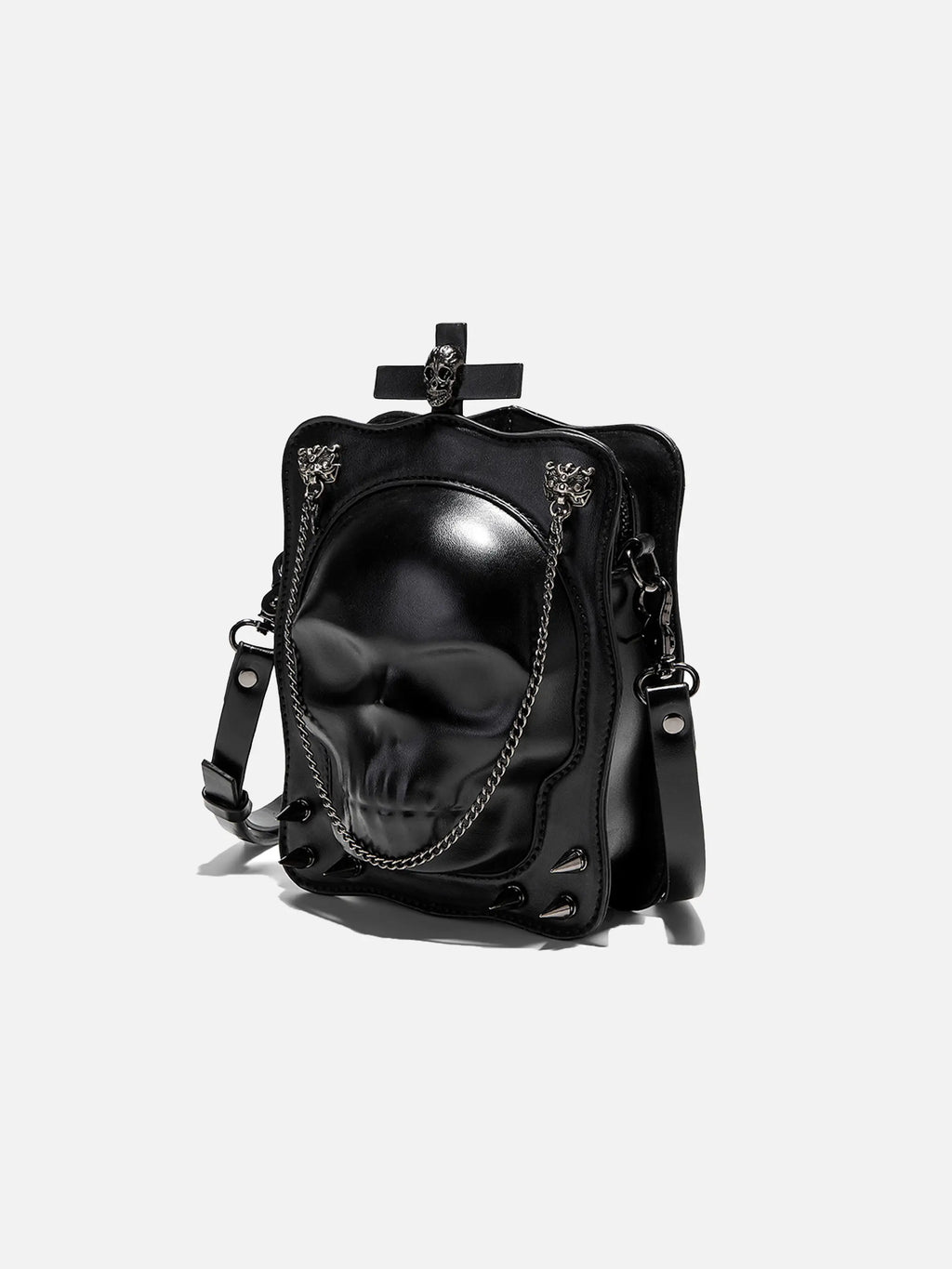 Dark Gothic Skull Cross Rivet Square Bag