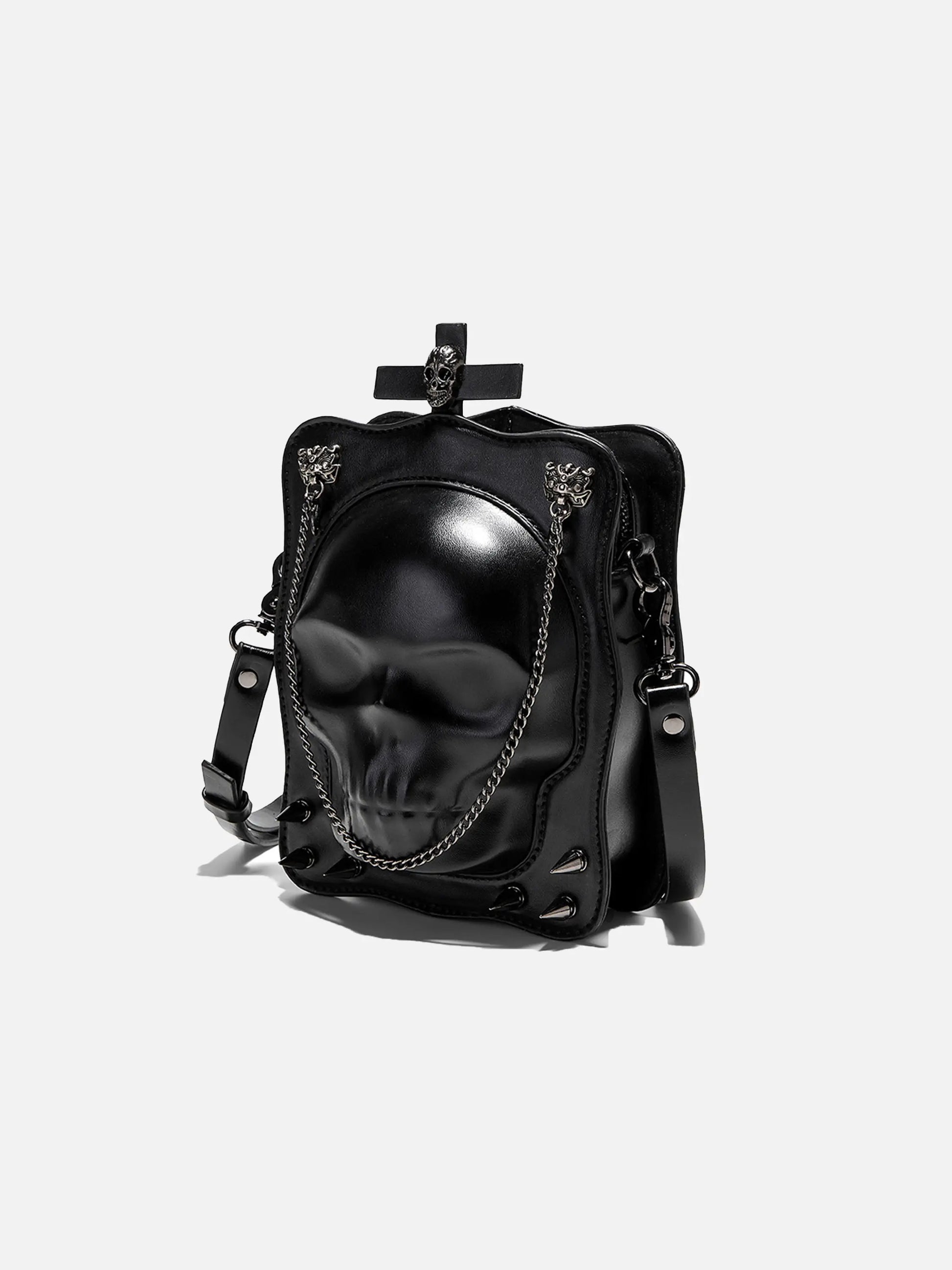 Dark Gothic Skull Cross Rivet Square Bag