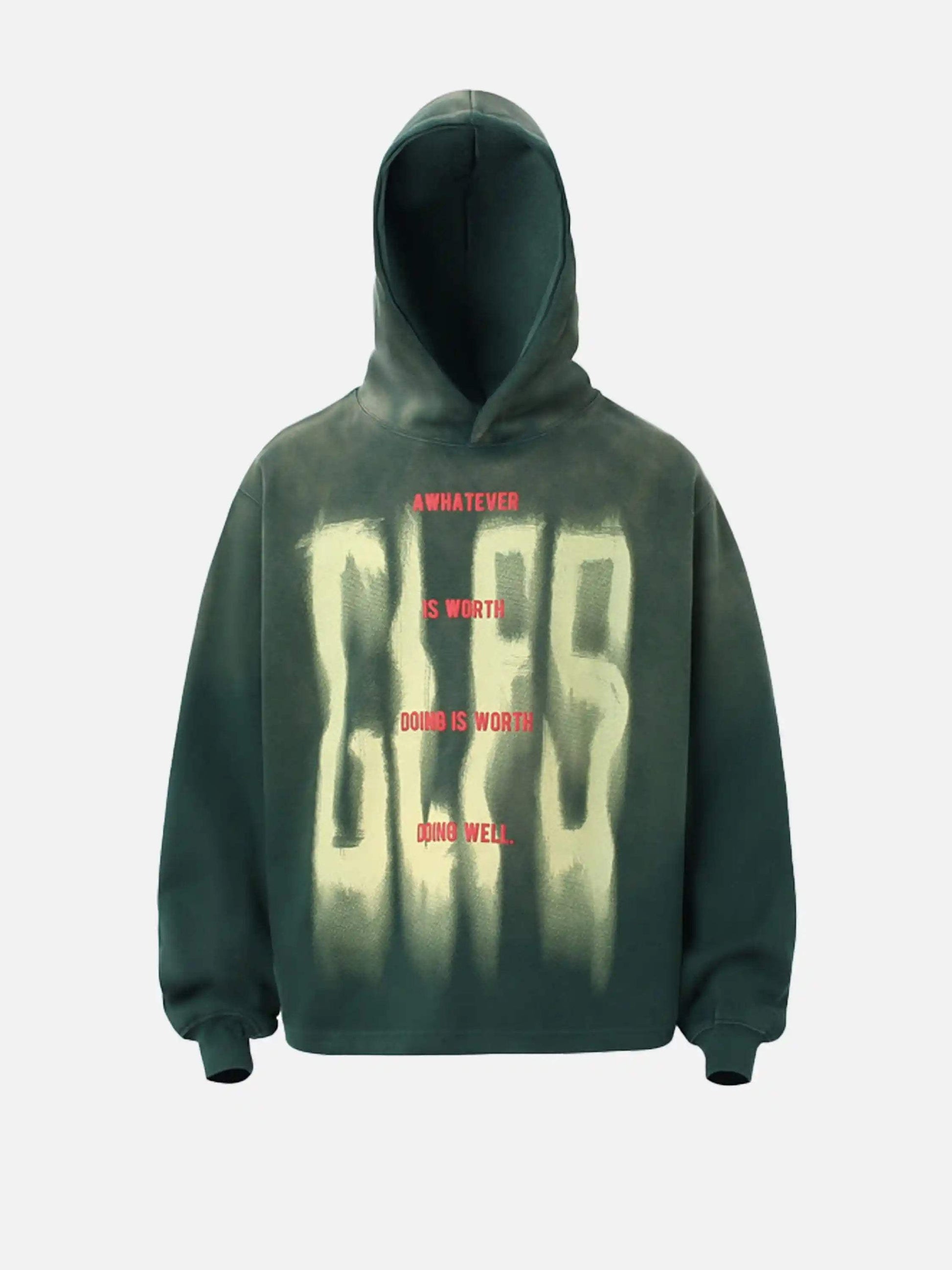 Graffiti Letter Gradient Distressed Hoodie