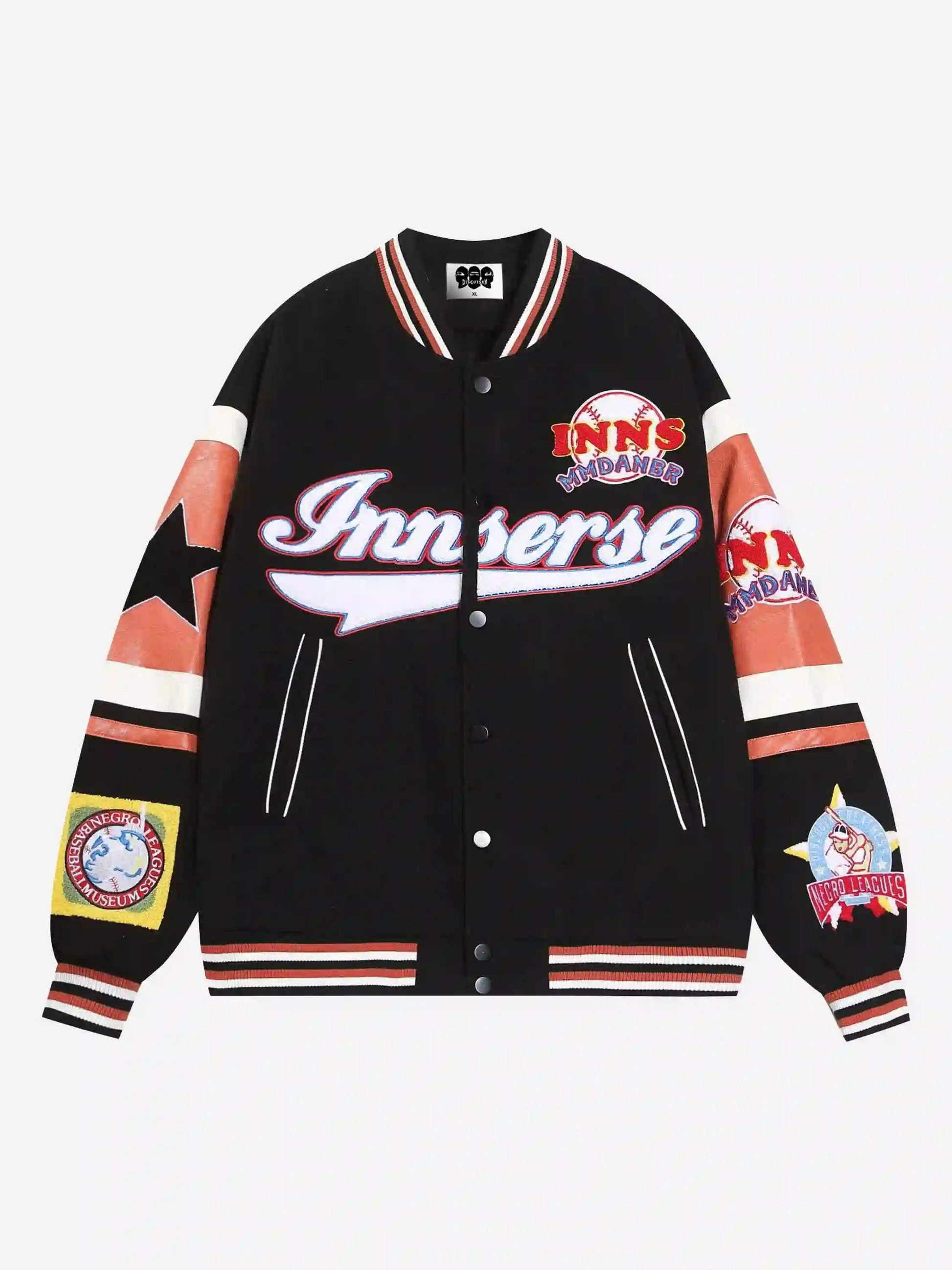 Disguisen Street Patchwork Embroidered Baseball Jacket