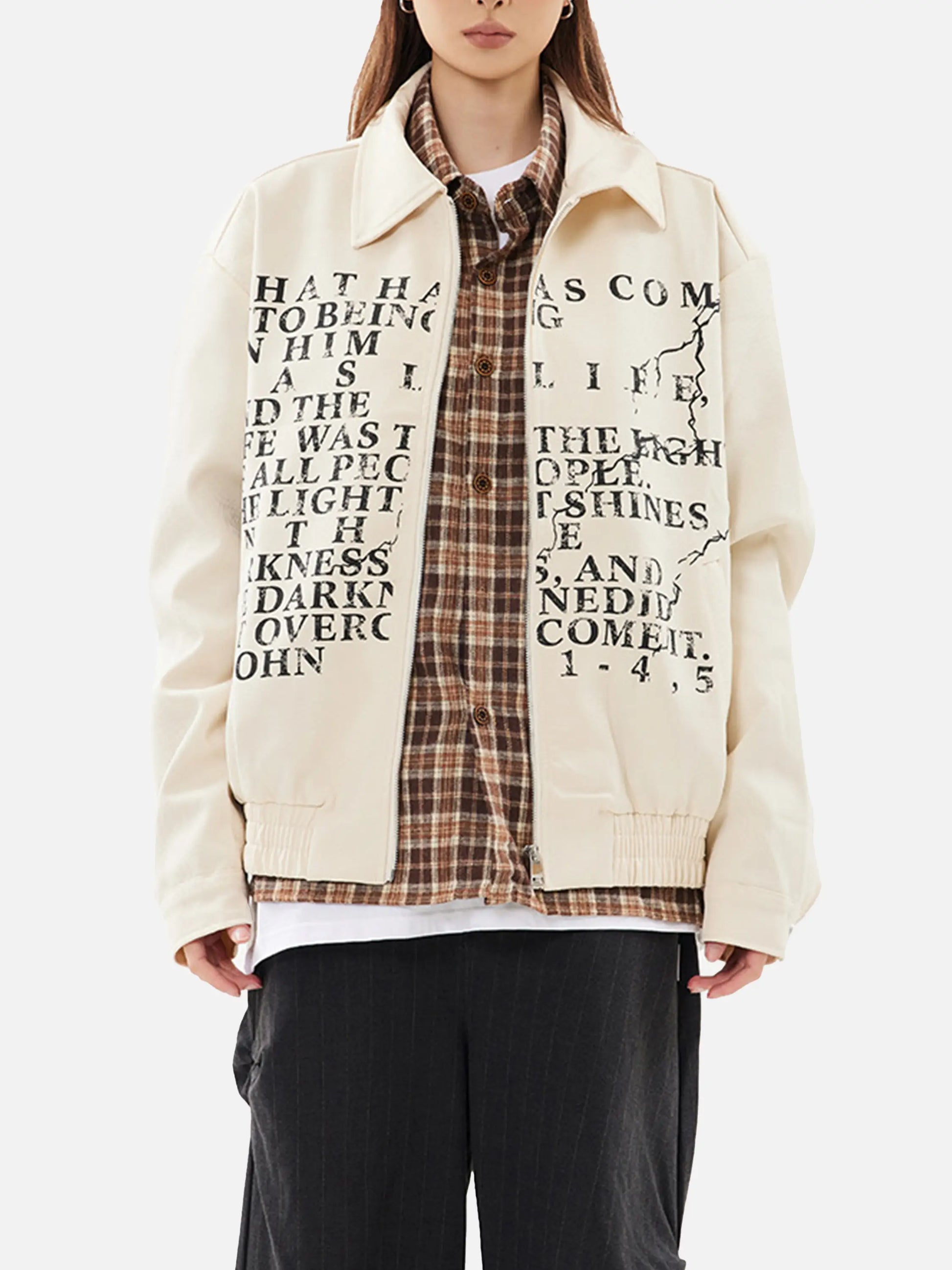 Disguisen American Retro Distressed Letter Print Jacket
