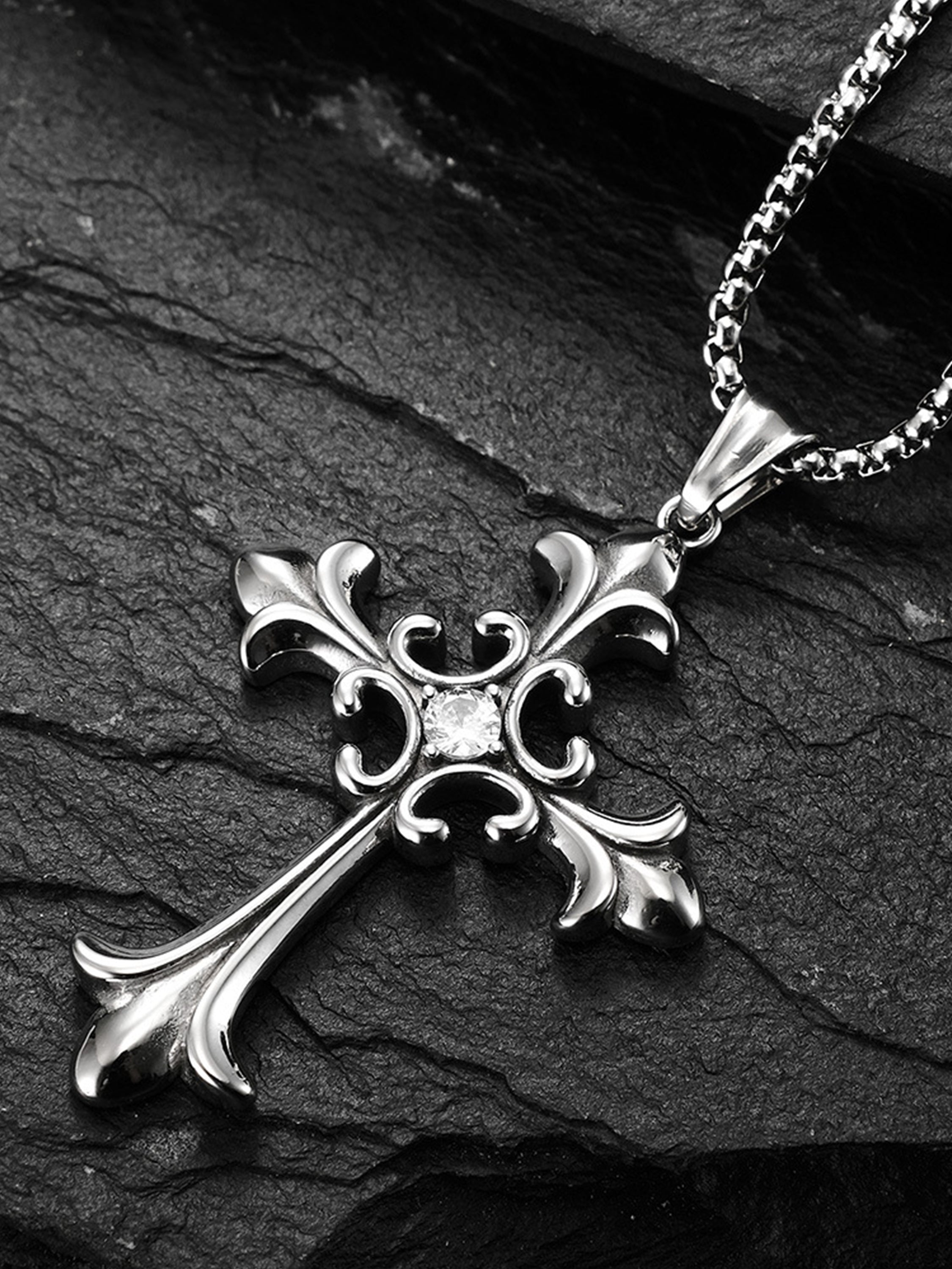 Vintage Cross Diamond Cross Necklace