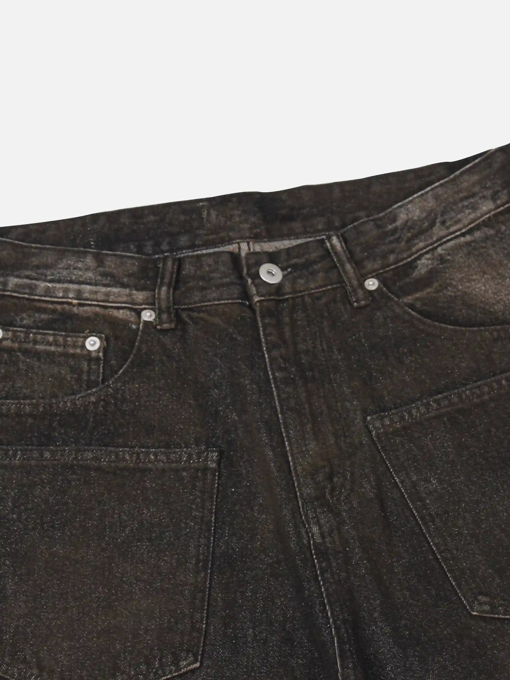 Washed Distressed Multi-pocket Ripped Jeans