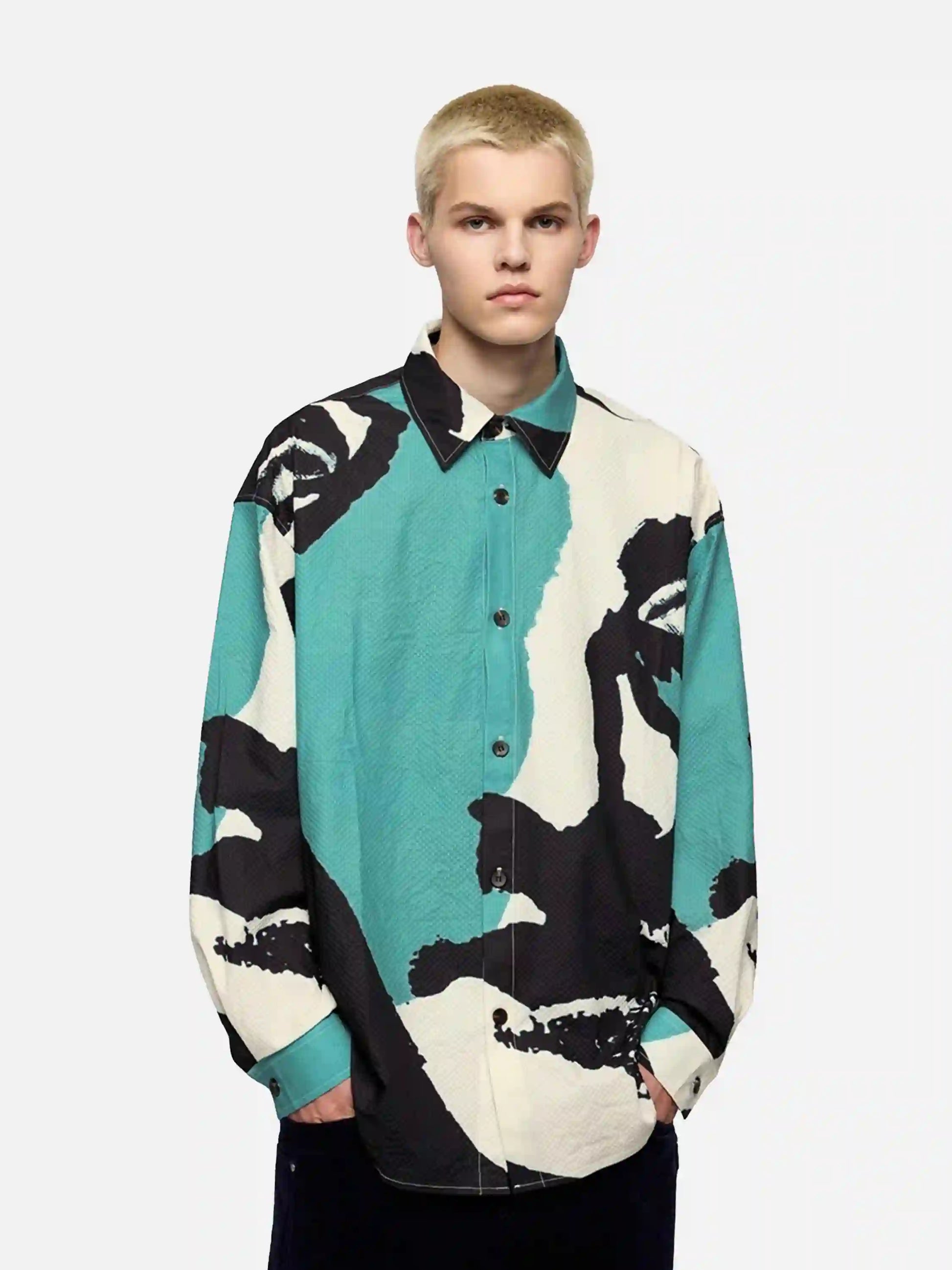 Disguisen American Graffiti Abstract Portrait Seersucker Shirt