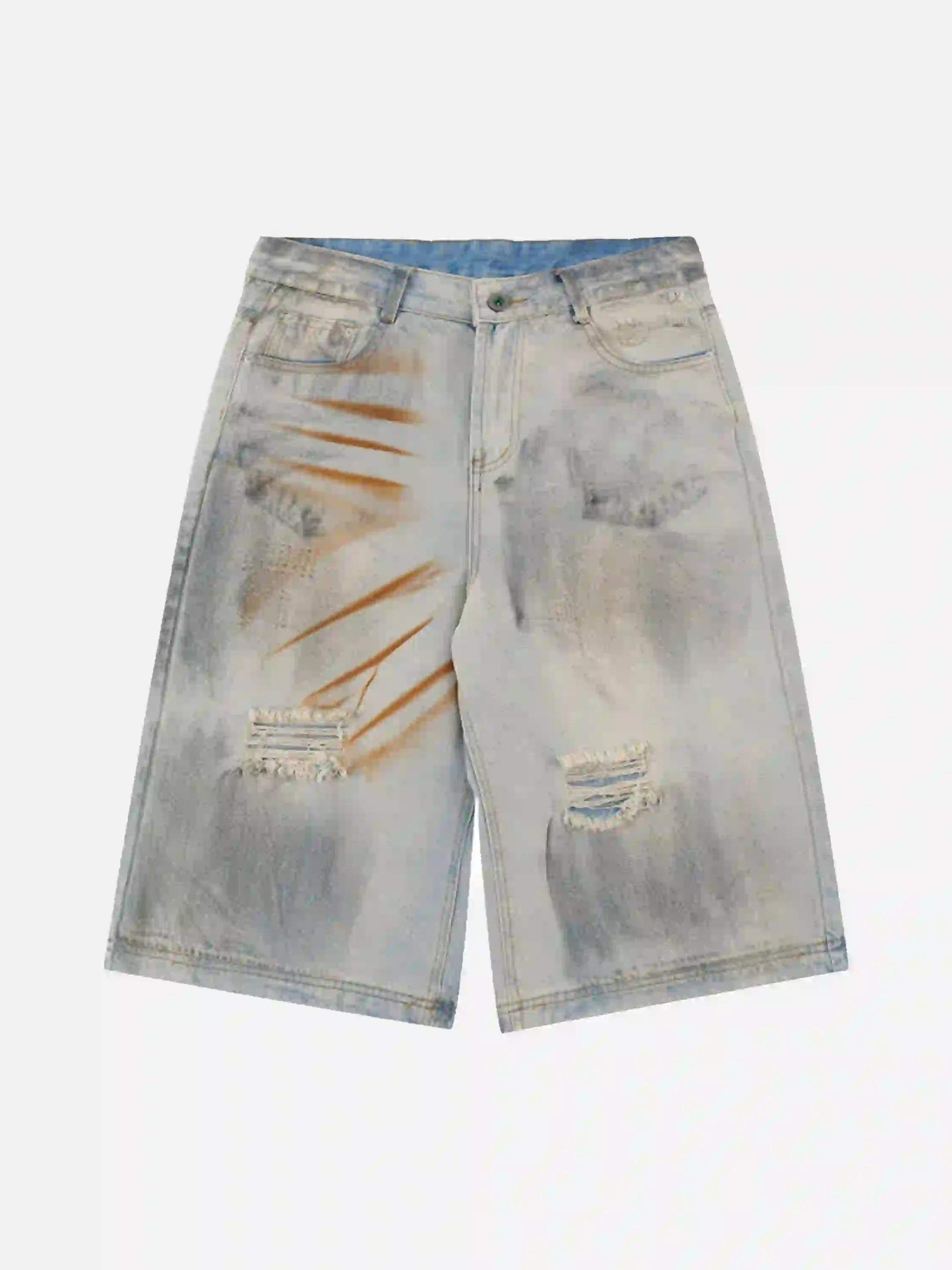 Disguisen High Street Yellow Mud Dyed Denim Shorts