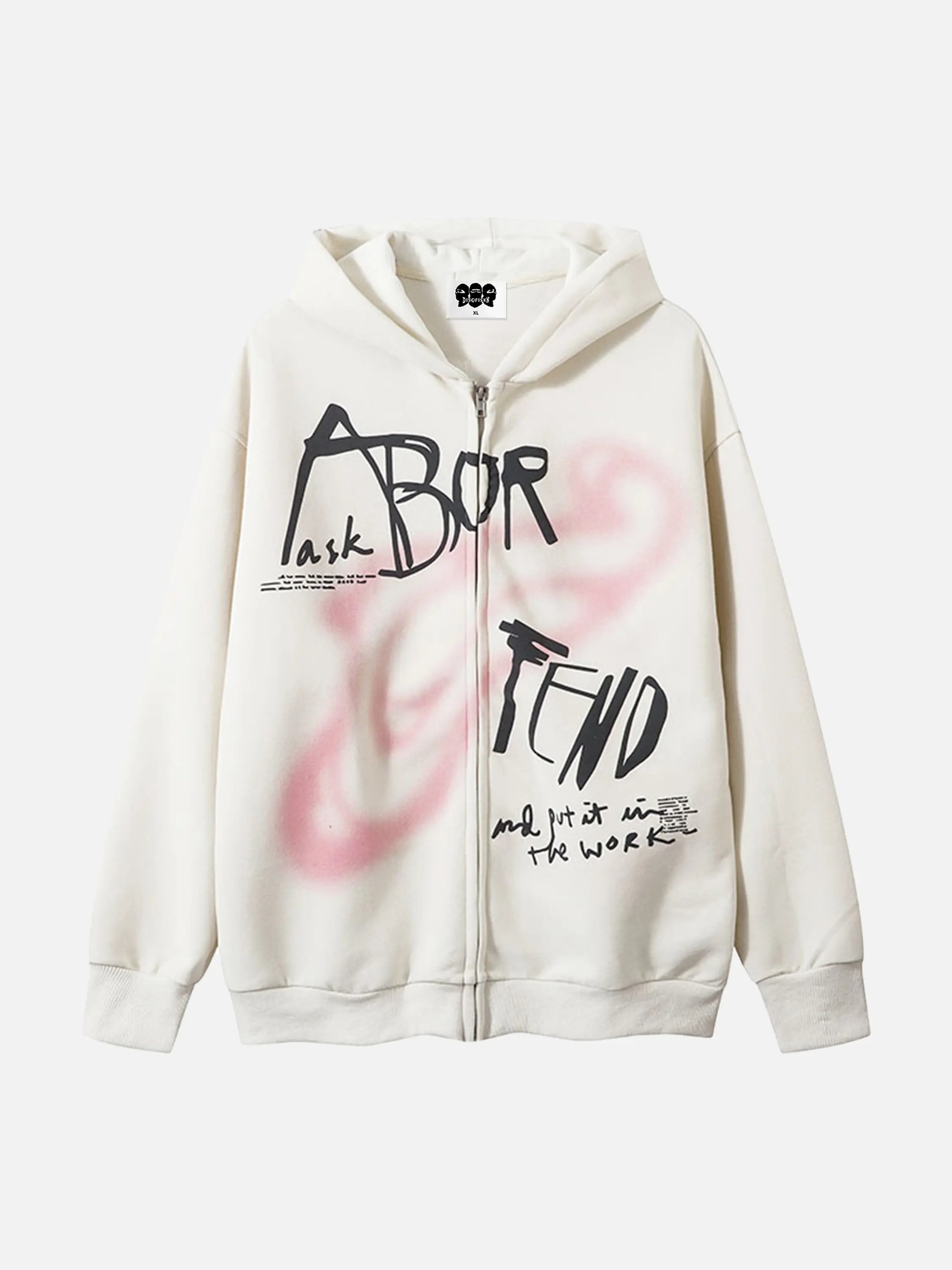 Disguisen Vintage Graffiti Print Zip-up Hoodie