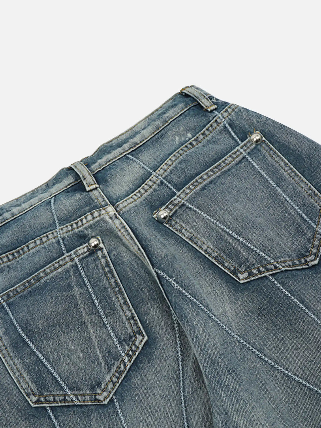 Spider Web Topstitched Loose Jeans