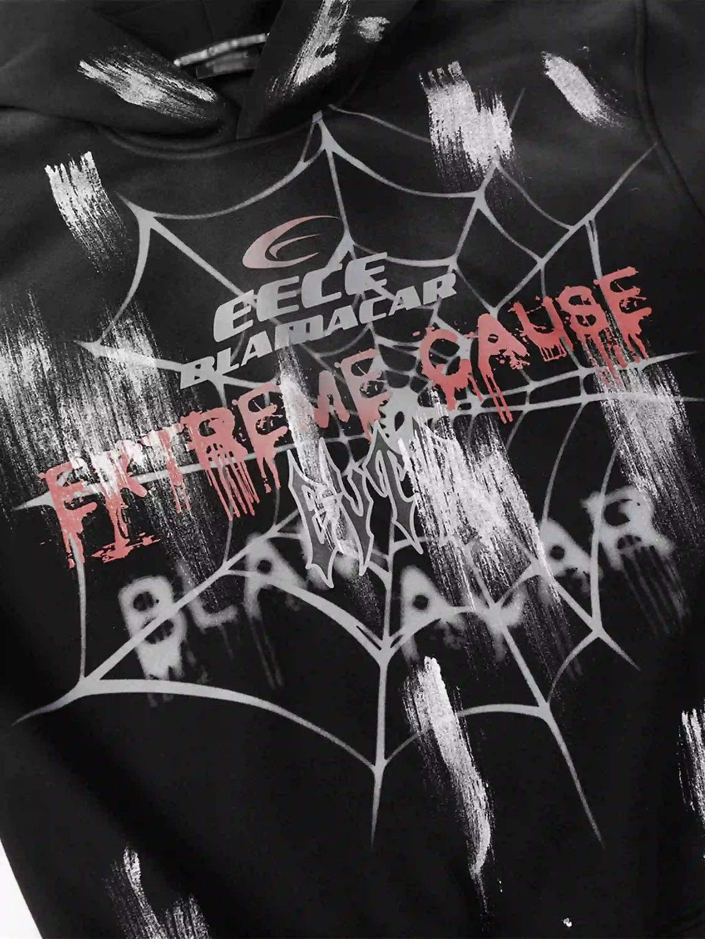 Disguisen High Street Hip Hop Spider Web Print Hoodie