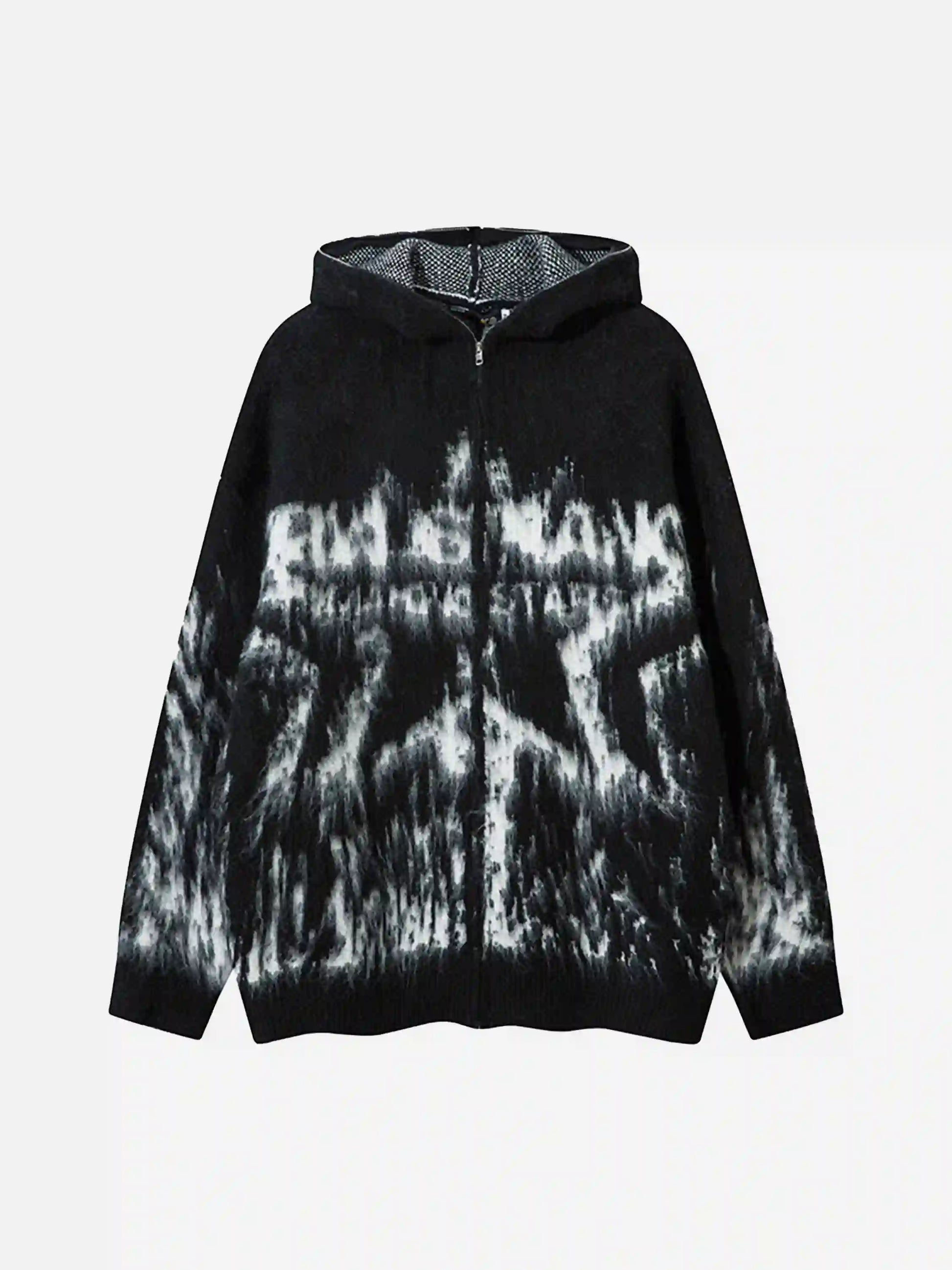 Disguisen Star Graffiti Knitted Zip-up Hoodie