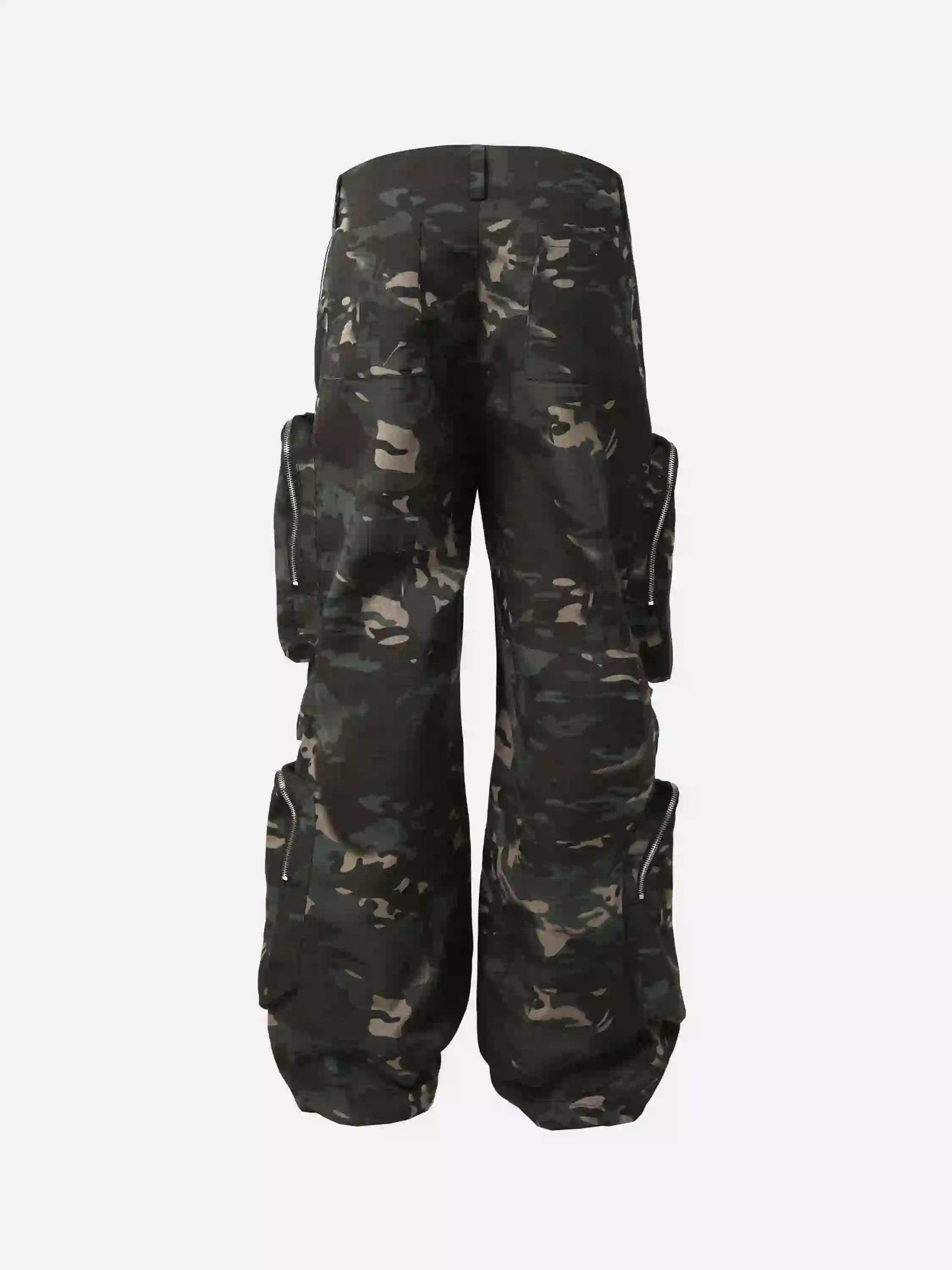 Disguisen Street Dark Camouflage Zipper Cargo Pants